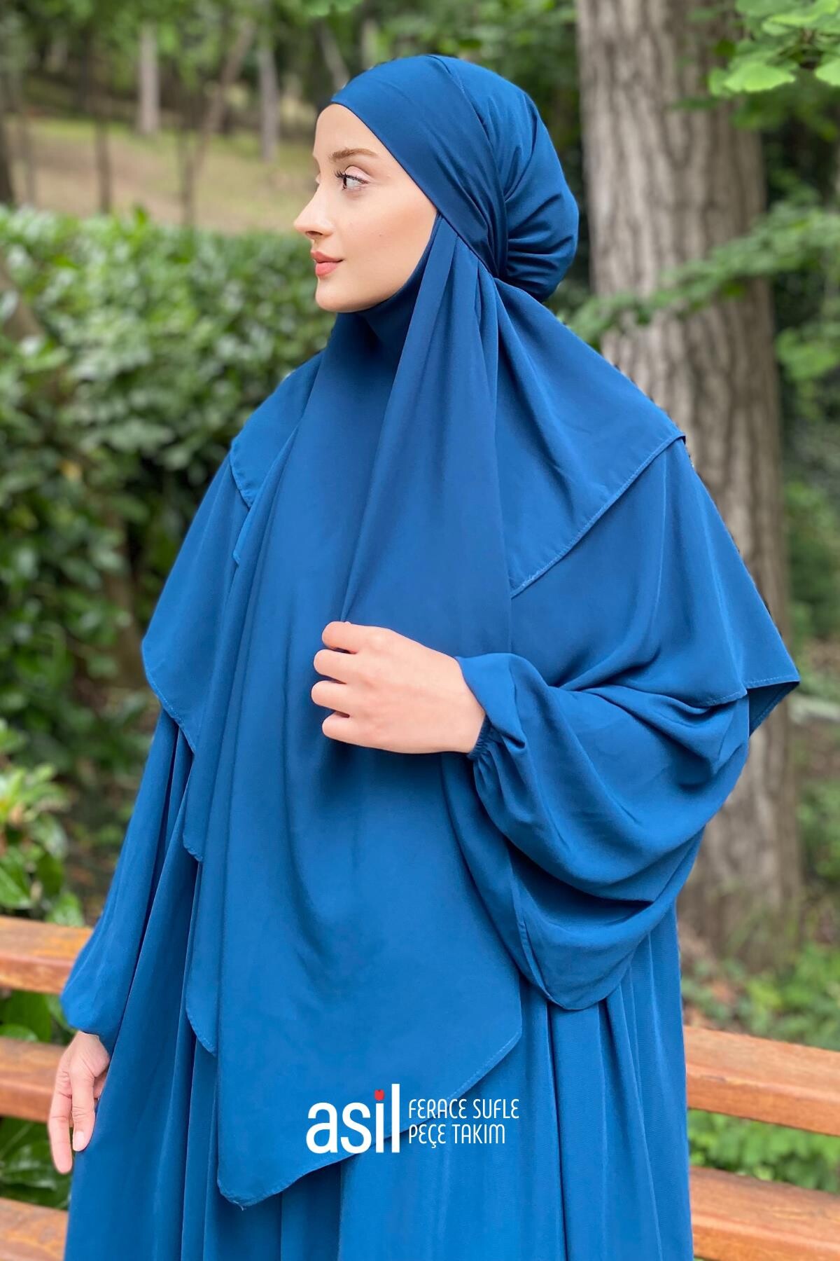 Asil Ferace Sufle Peçe Takım Petrol Mavisi - 4