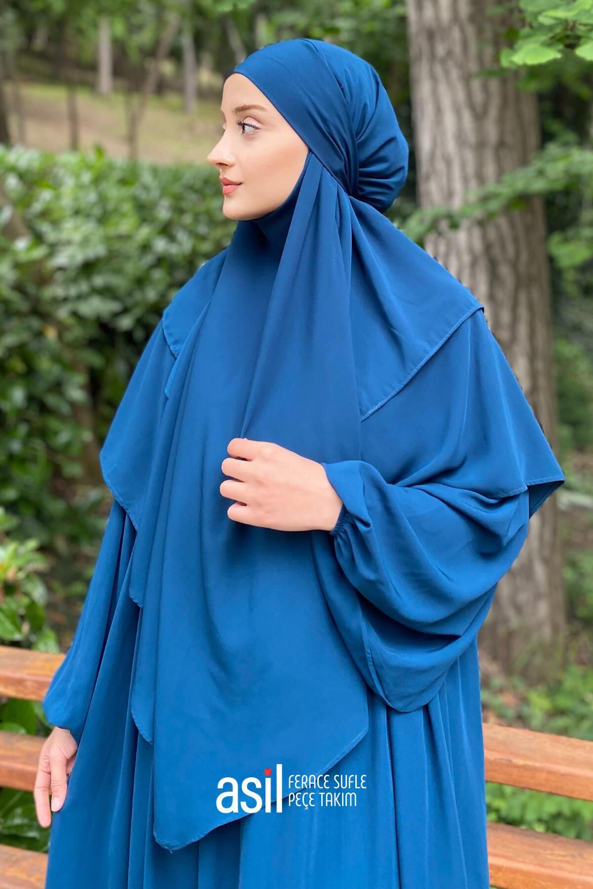 Asil Ferace Sufle Peçe Takım Petrol Mavisi - 4