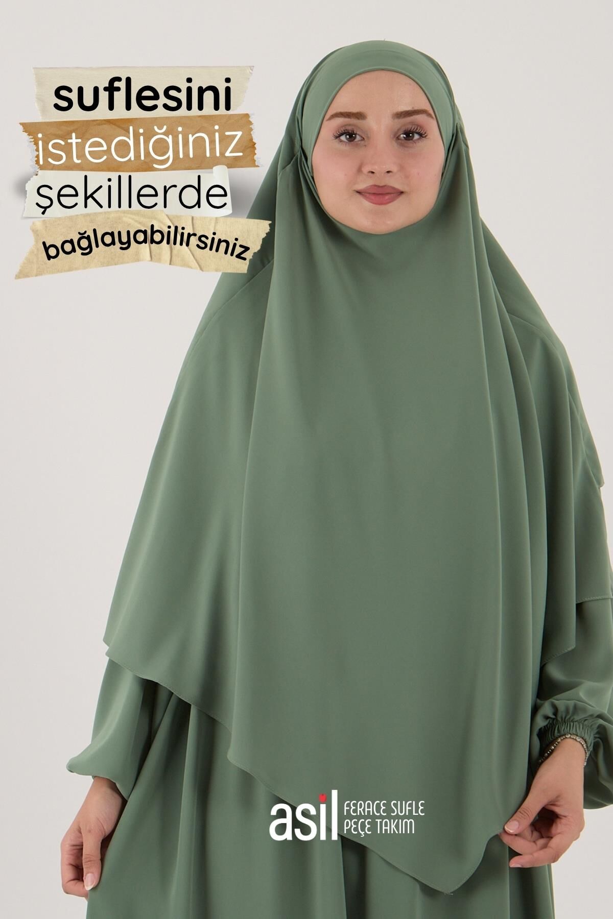Asil Ferace Sufle Peçe Takım Su Yeşili - 4