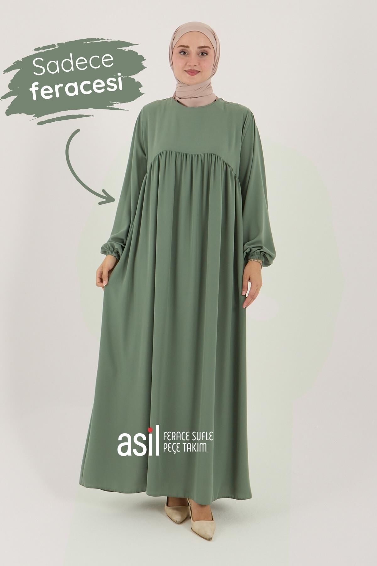 Asil Ferace Sufle Peçe Takım Su Yeşili - 7