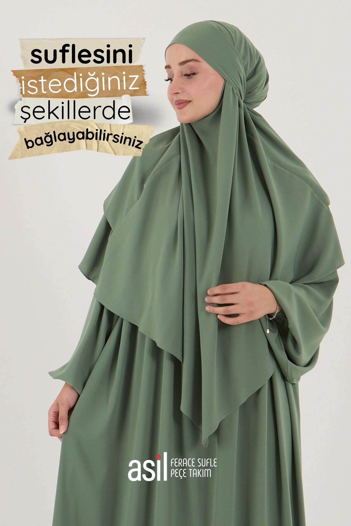 Asil Ferace Sufle Peçe Takım Su Yeşili - 3