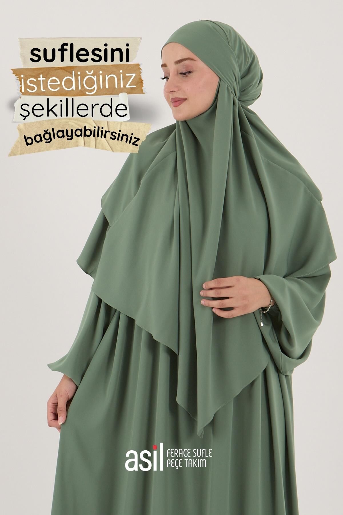 Asil Ferace Sufle Peçe Takım Su Yeşili - 3