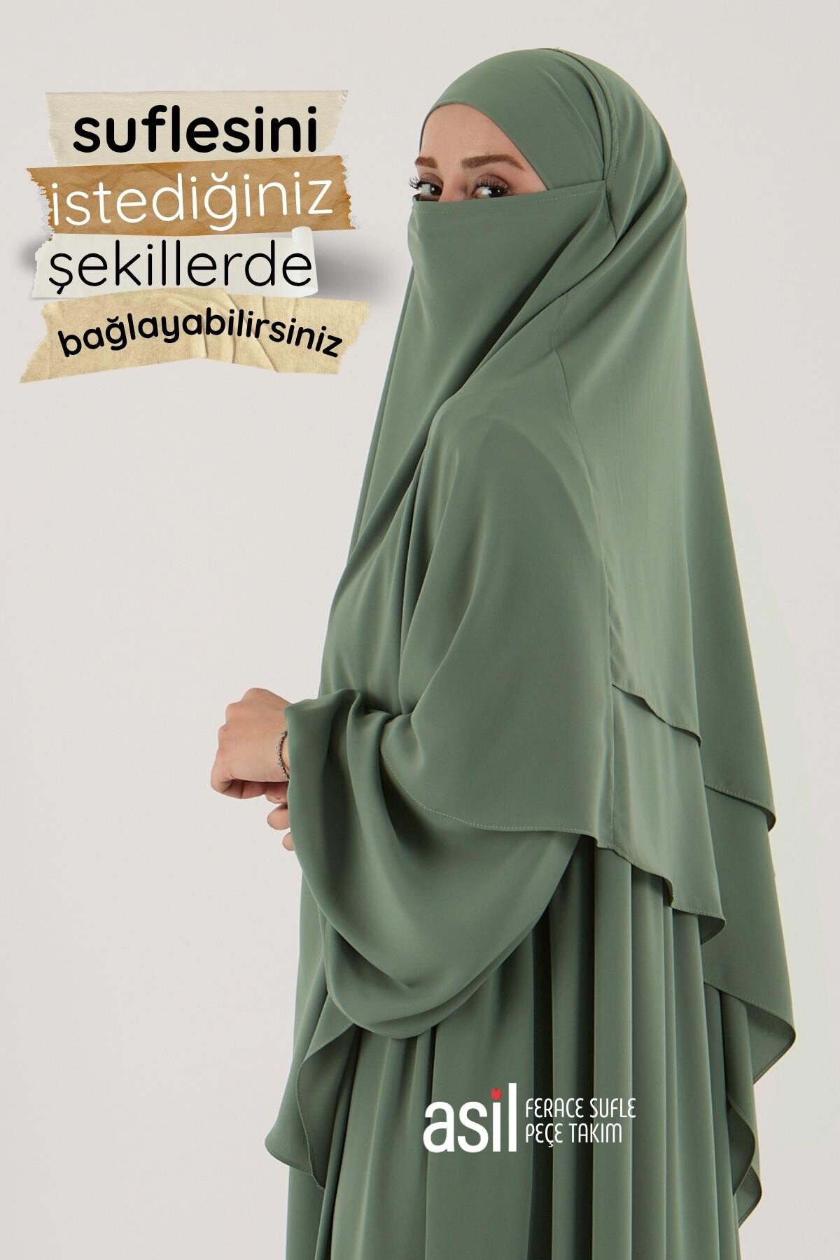 Asil Ferace Sufle Peçe Takım Su Yeşili - 5