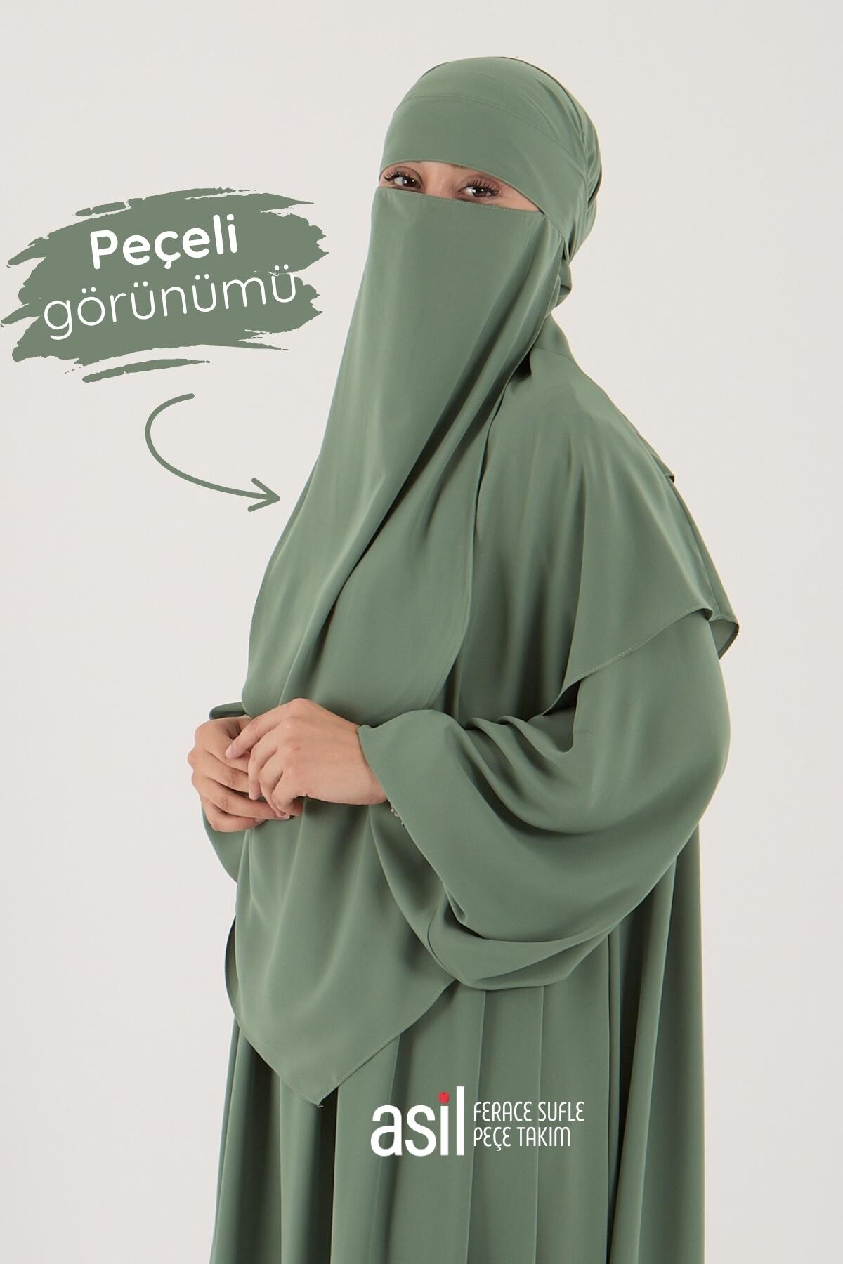 Asil Ferace Sufle Peçe Takım Su Yeşili - 6