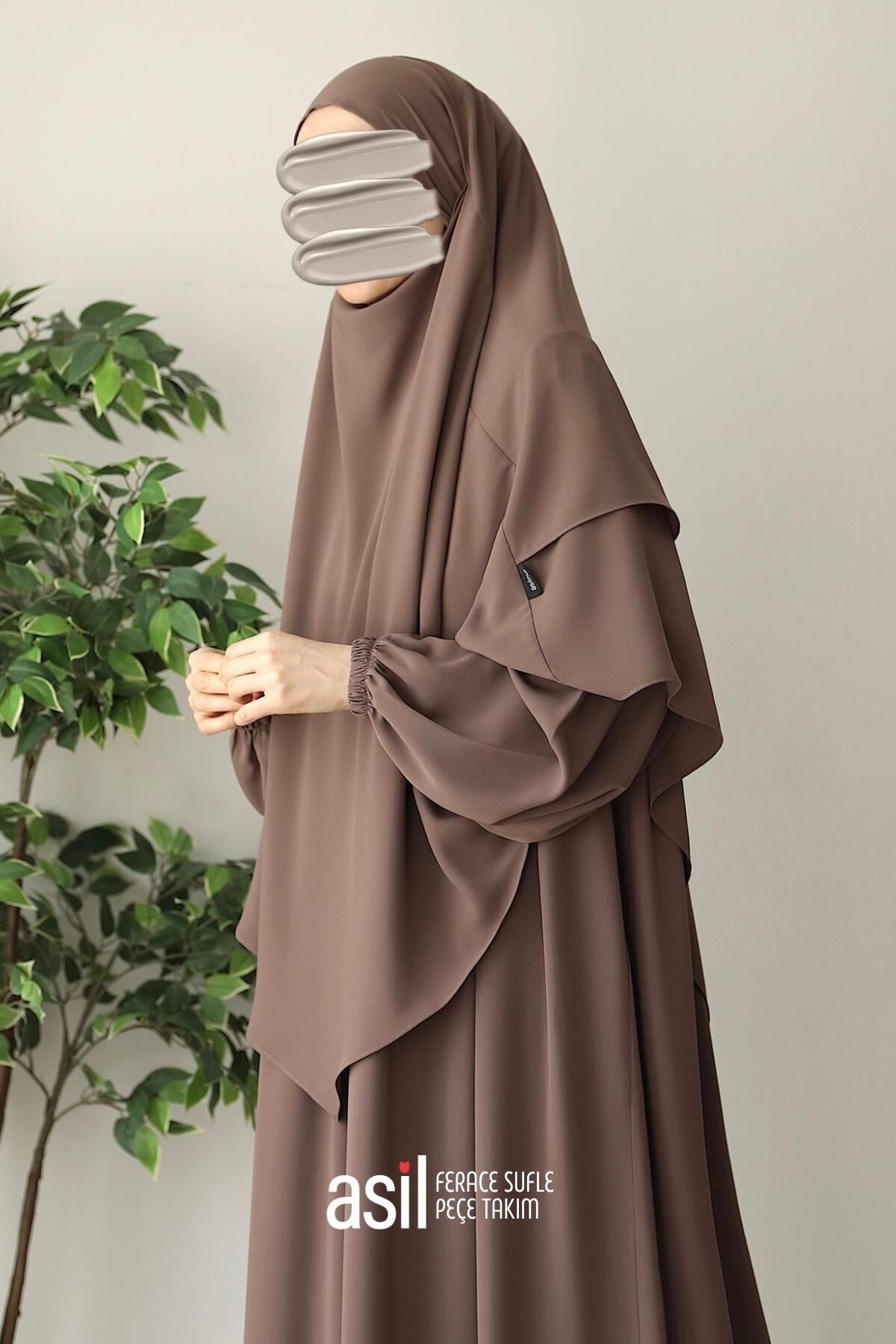 Asil Ferace Sufle Peçe Takım Sütlü Kahve - 1