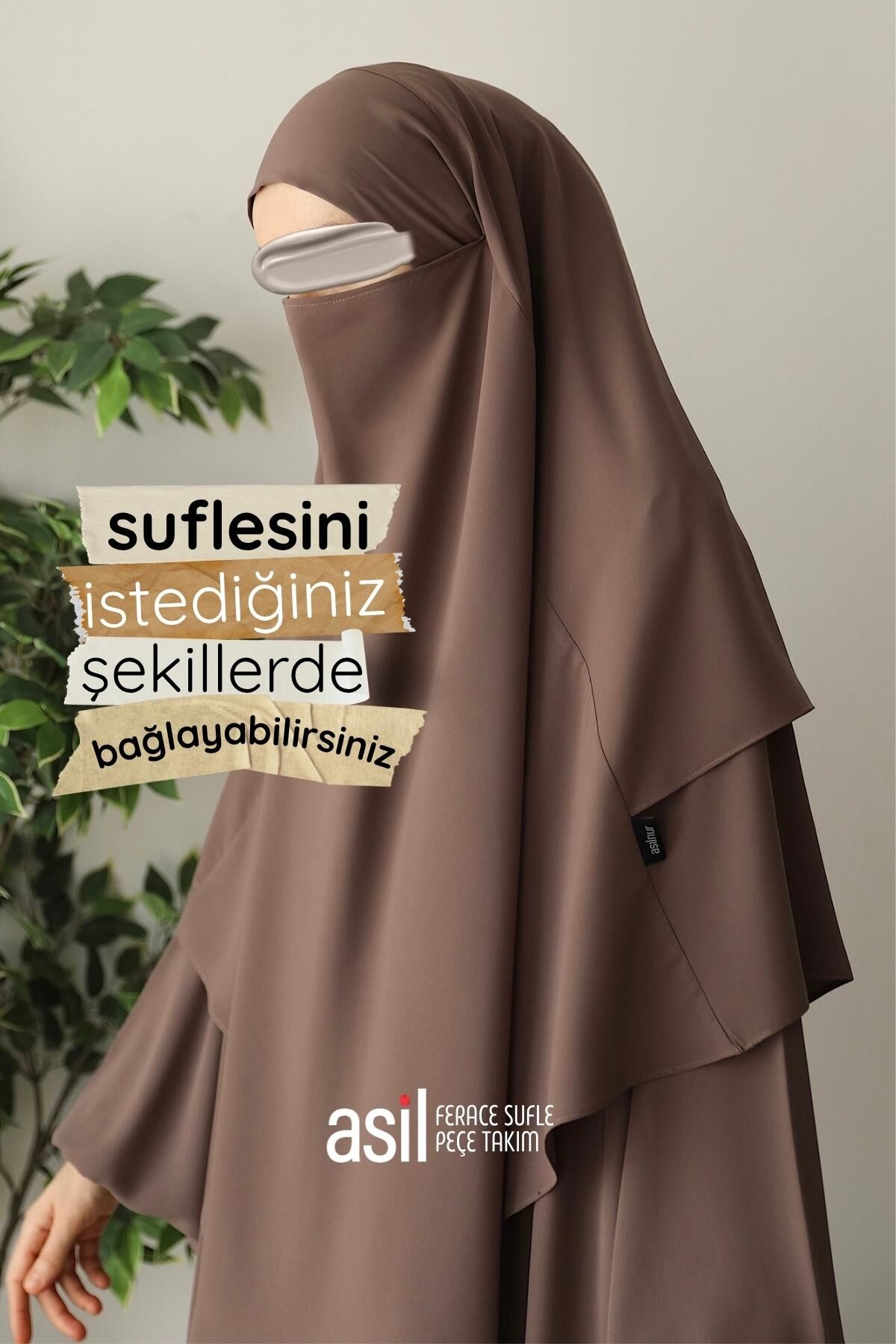 Asil Ferace Sufle Peçe Takım Sütlü Kahve - 6