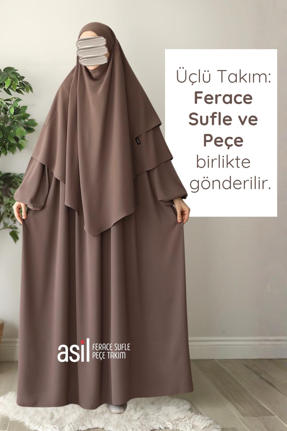 Asil Ferace Sufle Peçe Takım Sütlü Kahve - 2