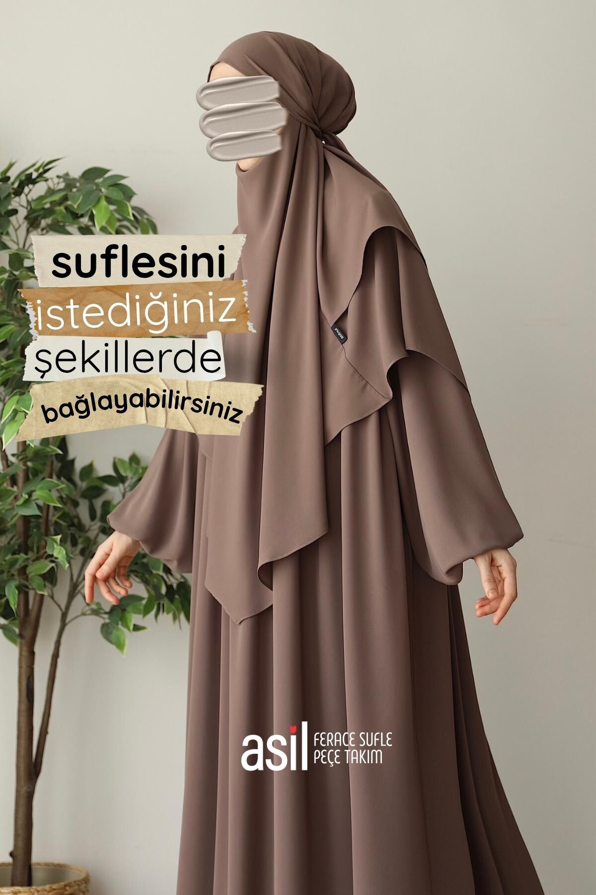 Asil Ferace Sufle Peçe Takım Sütlü Kahve - 4