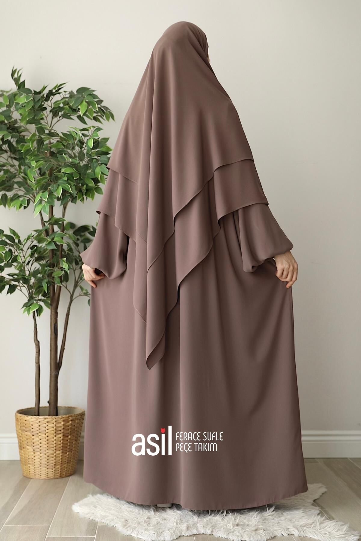 Asil Ferace Sufle Peçe Takım Sütlü Kahve - 7