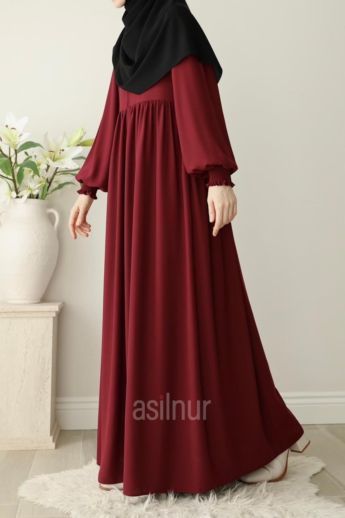 Ayşe Yakalı Pırlanta Elbise Bordo - 5