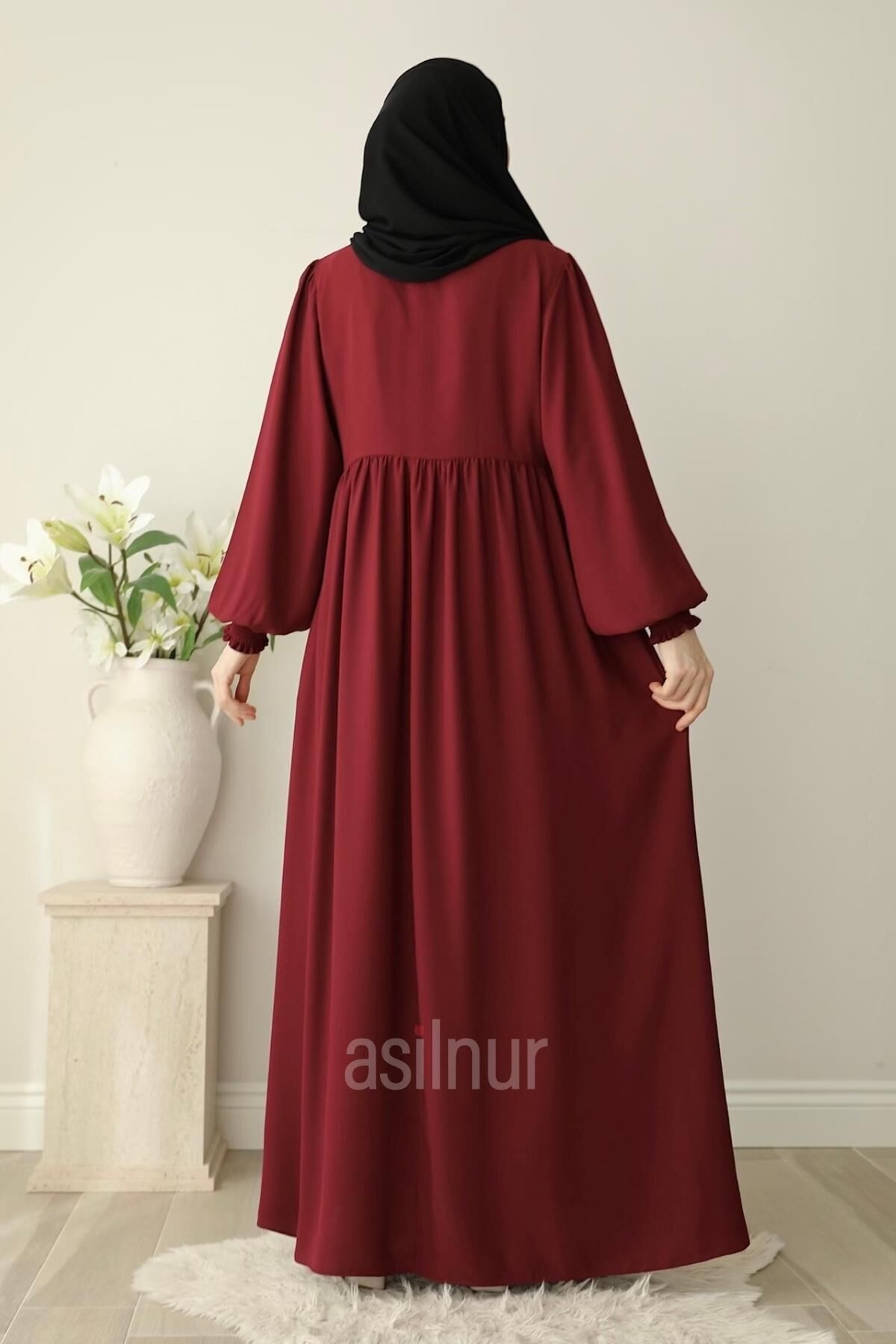 Ayşe Yakalı Pırlanta Elbise Bordo - 6