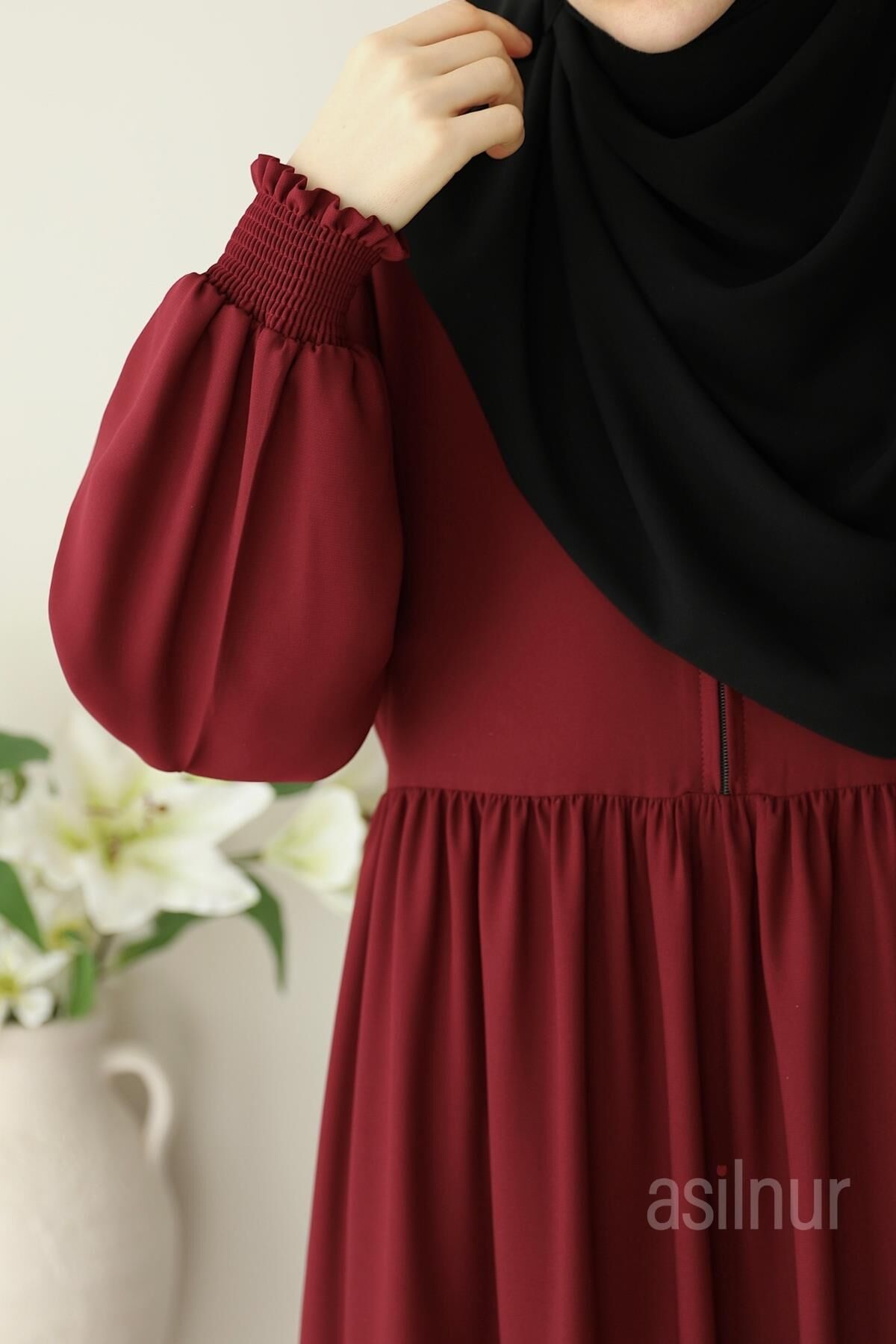 Ayşe Yakalı Pırlanta Elbise Bordo - 8