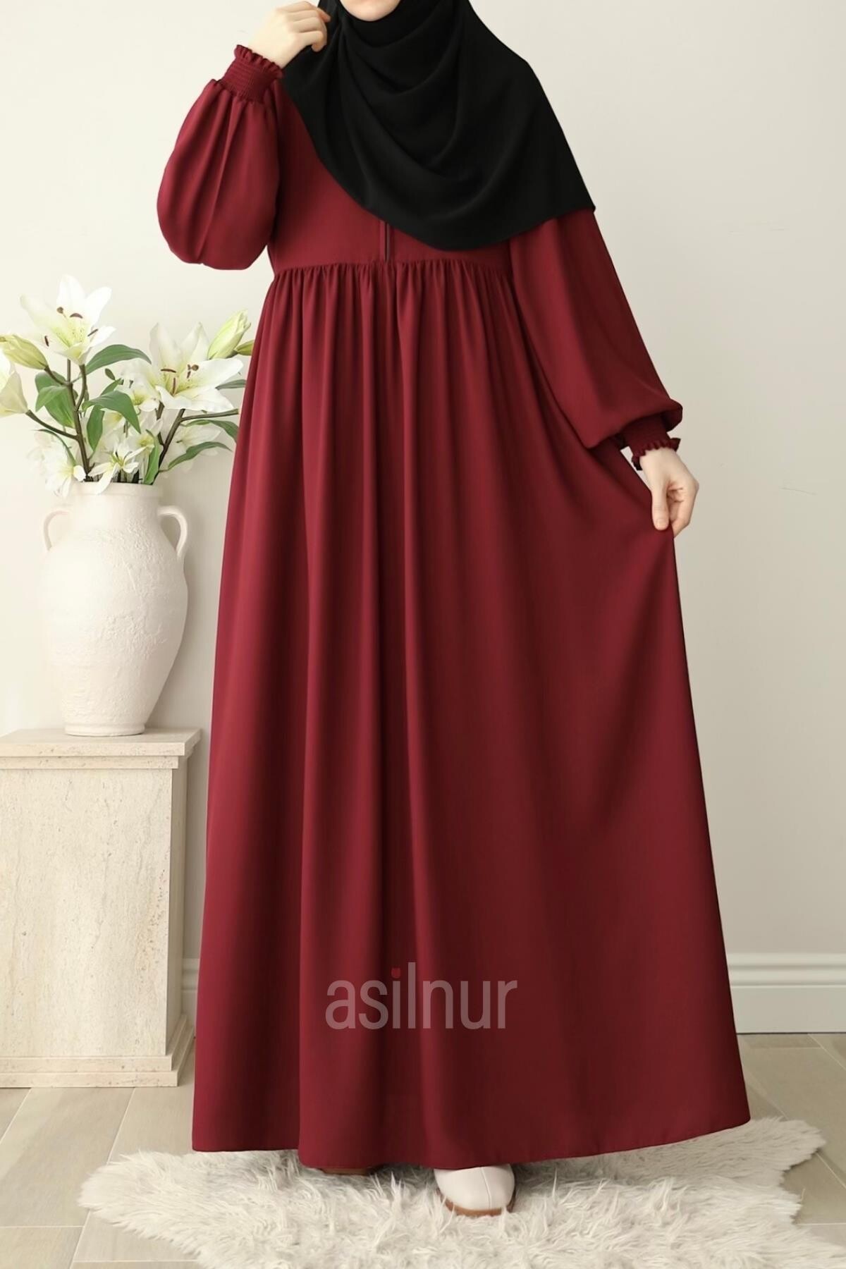 Ayşe Yakalı Pırlanta Elbise Bordo - ASİLNUR