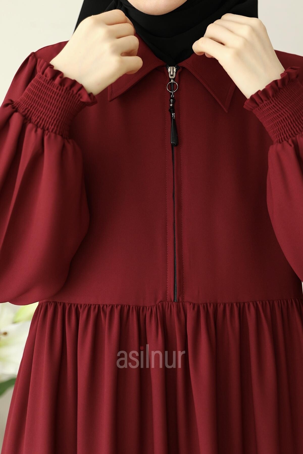 Ayşe Yakalı Pırlanta Elbise Bordo - 4