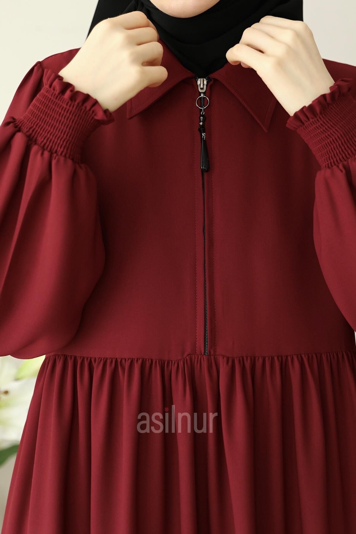 Ayşe Yakalı Pırlanta Elbise Bordo - 4