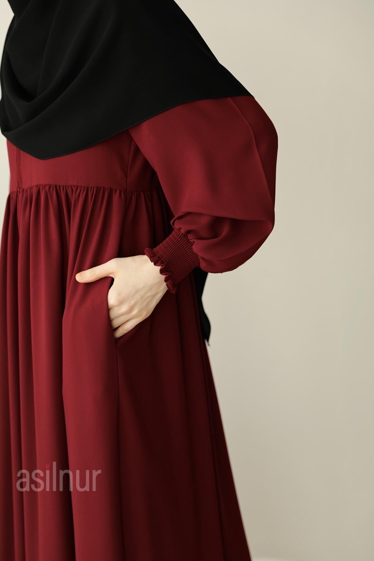 Ayşe Yakalı Pırlanta Elbise Bordo - 7