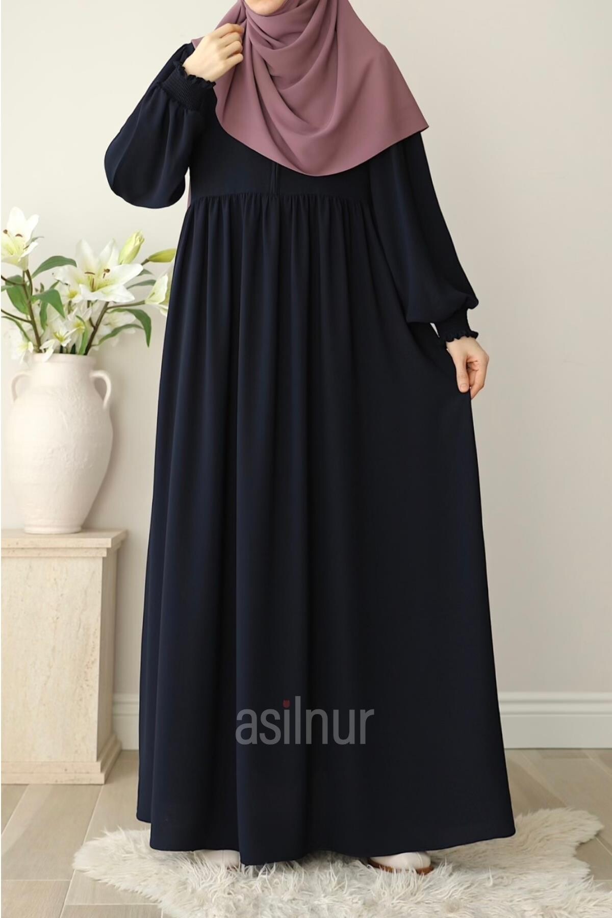 Ayşe Yakalı Pırlanta Elbise Lacivert - ASİLNUR