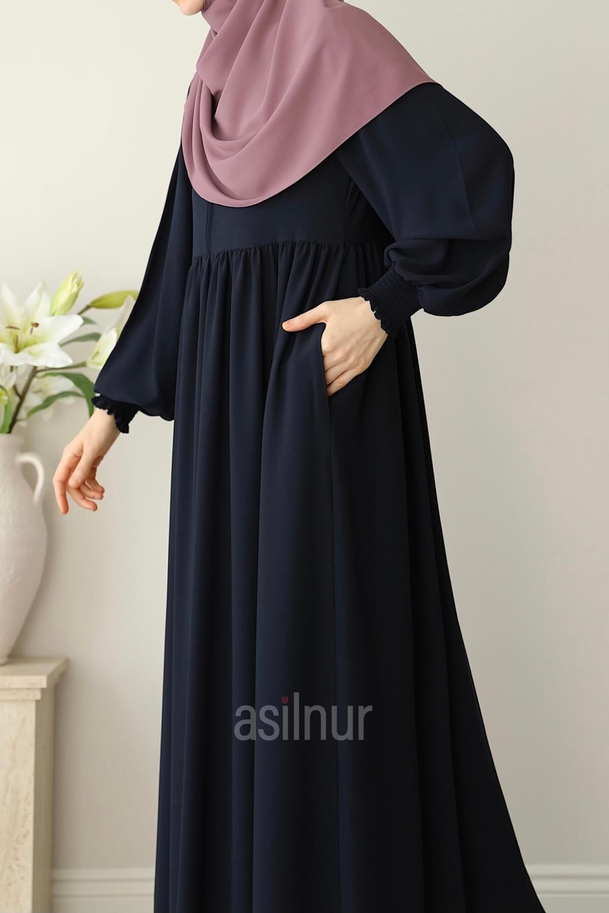 Ayşe Yakalı Pırlanta Elbise Lacivert - 7