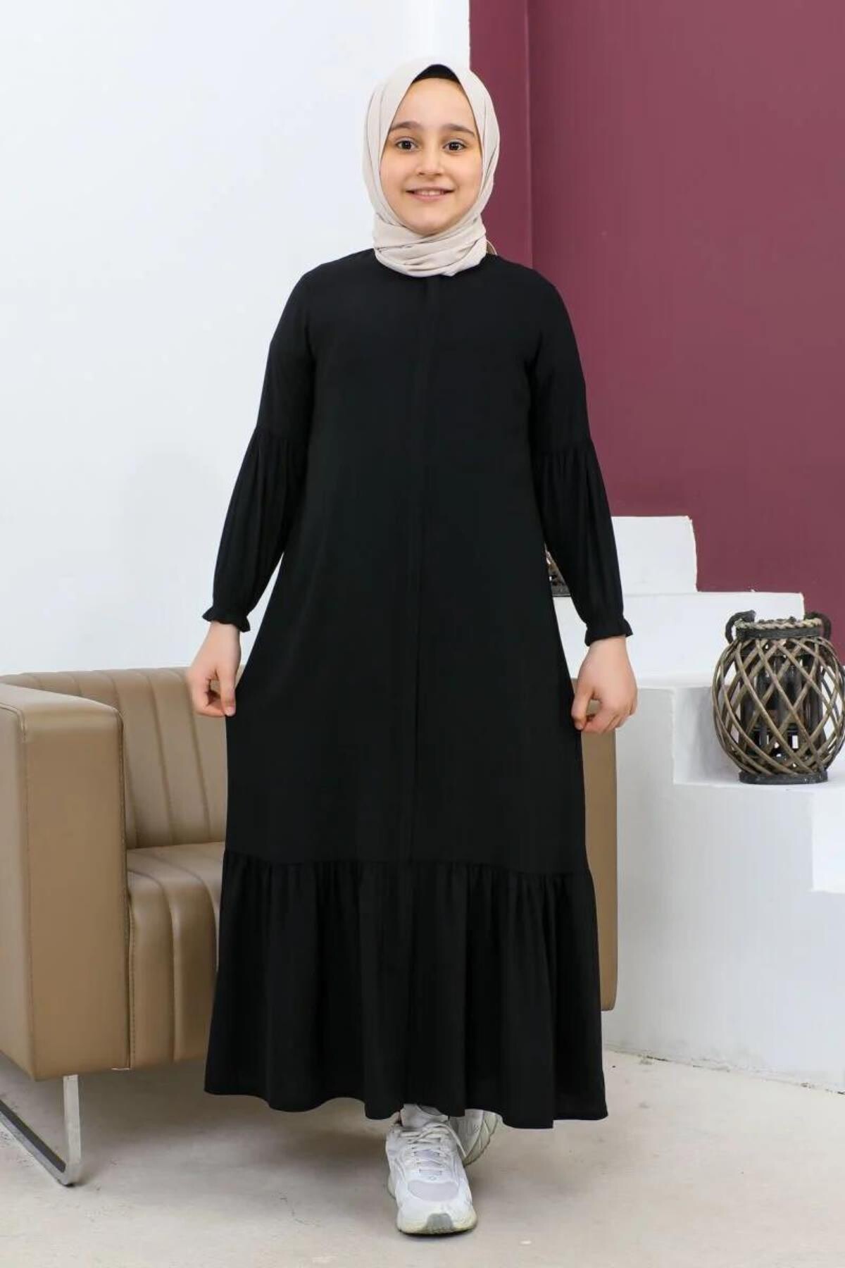 Çocuk Lale Ferace Siyah - ASİLNUR