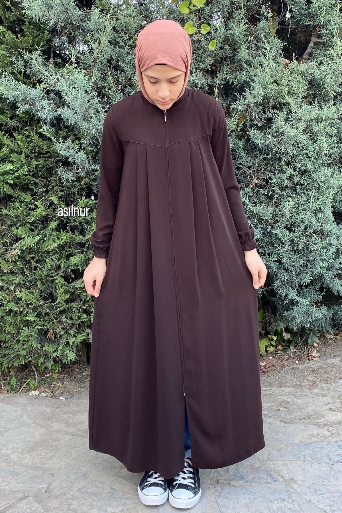 Çocuk Pileli Ferace Kahverengi - 5