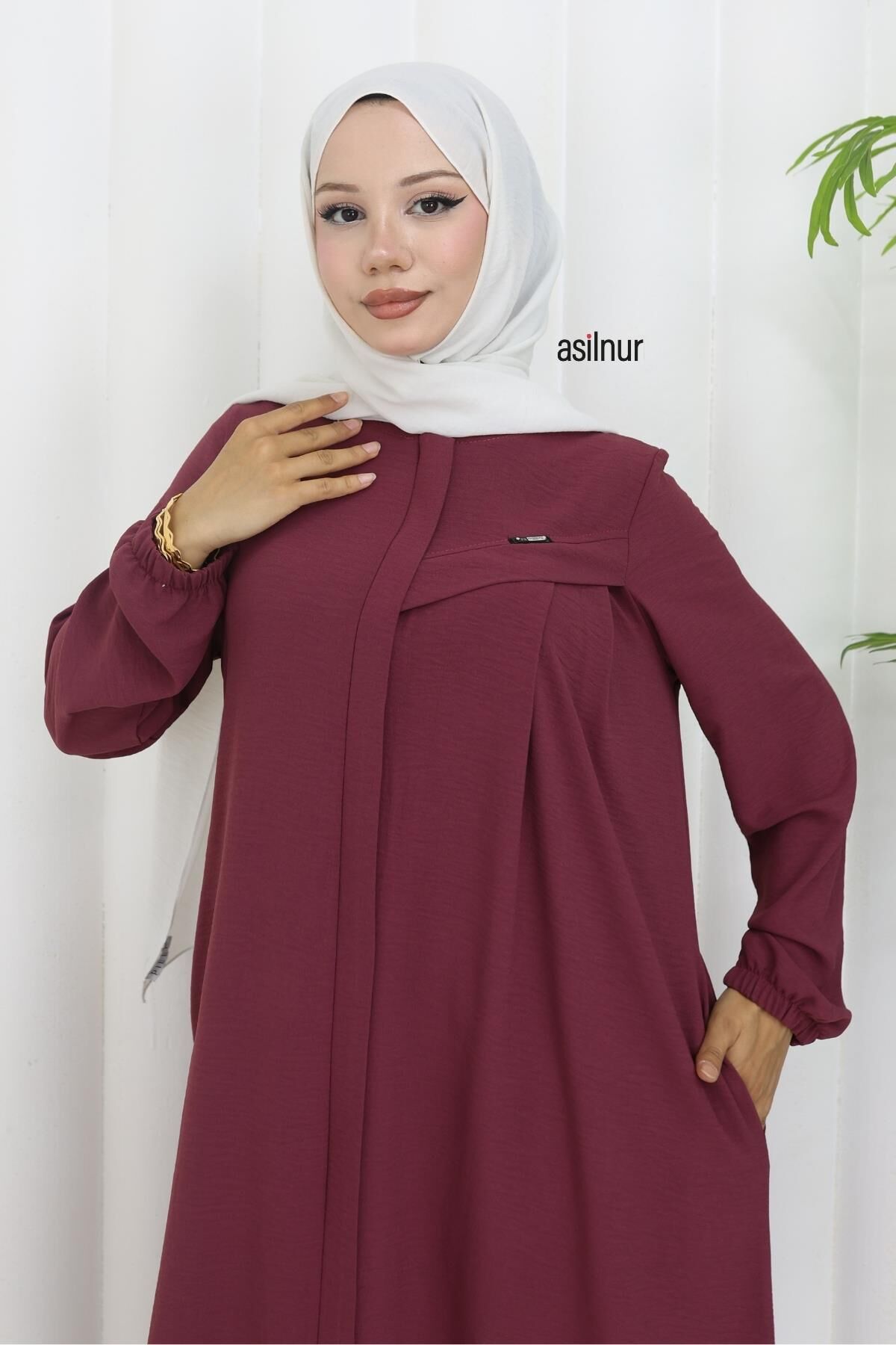 Dila Ayrobin Biyeli Ferace Bordo - 3