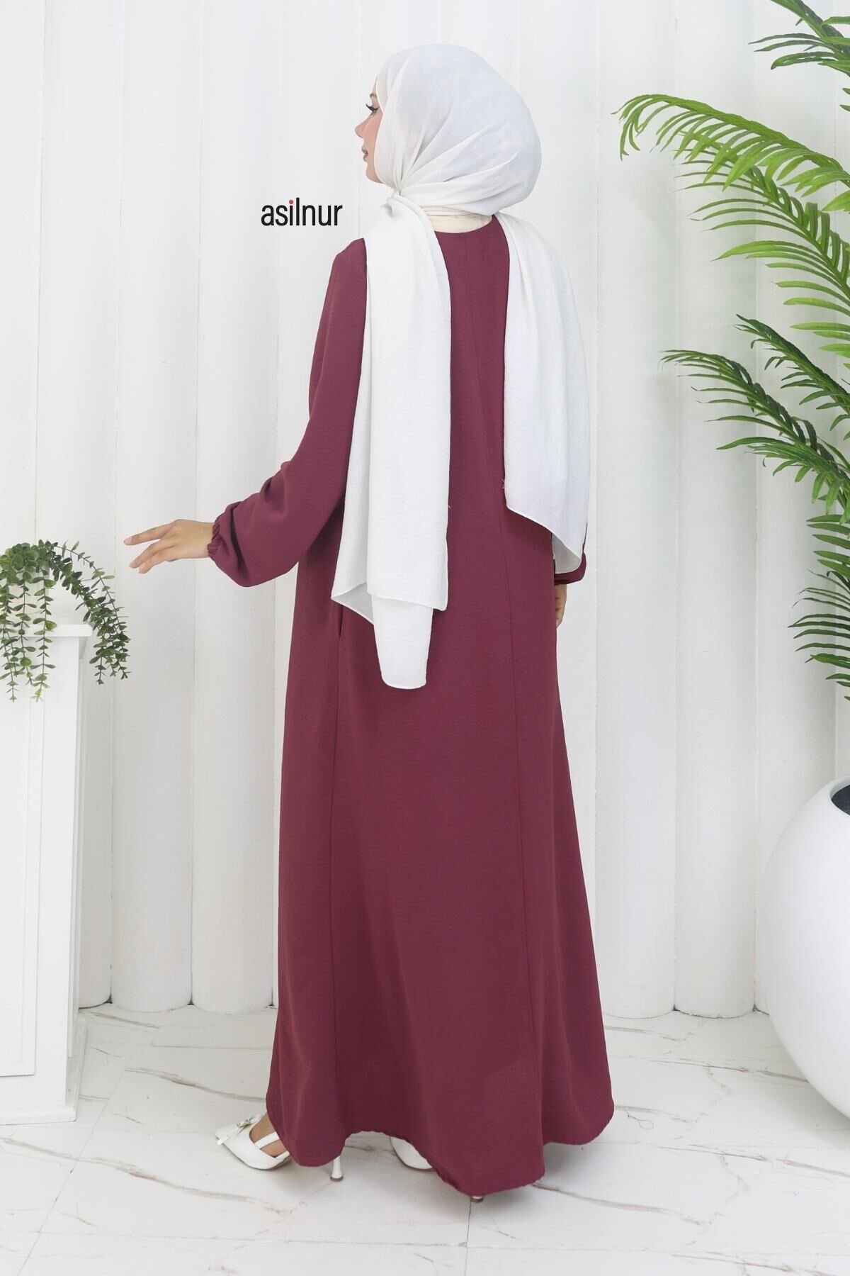 Dila Ayrobin Biyeli Ferace Bordo - 5