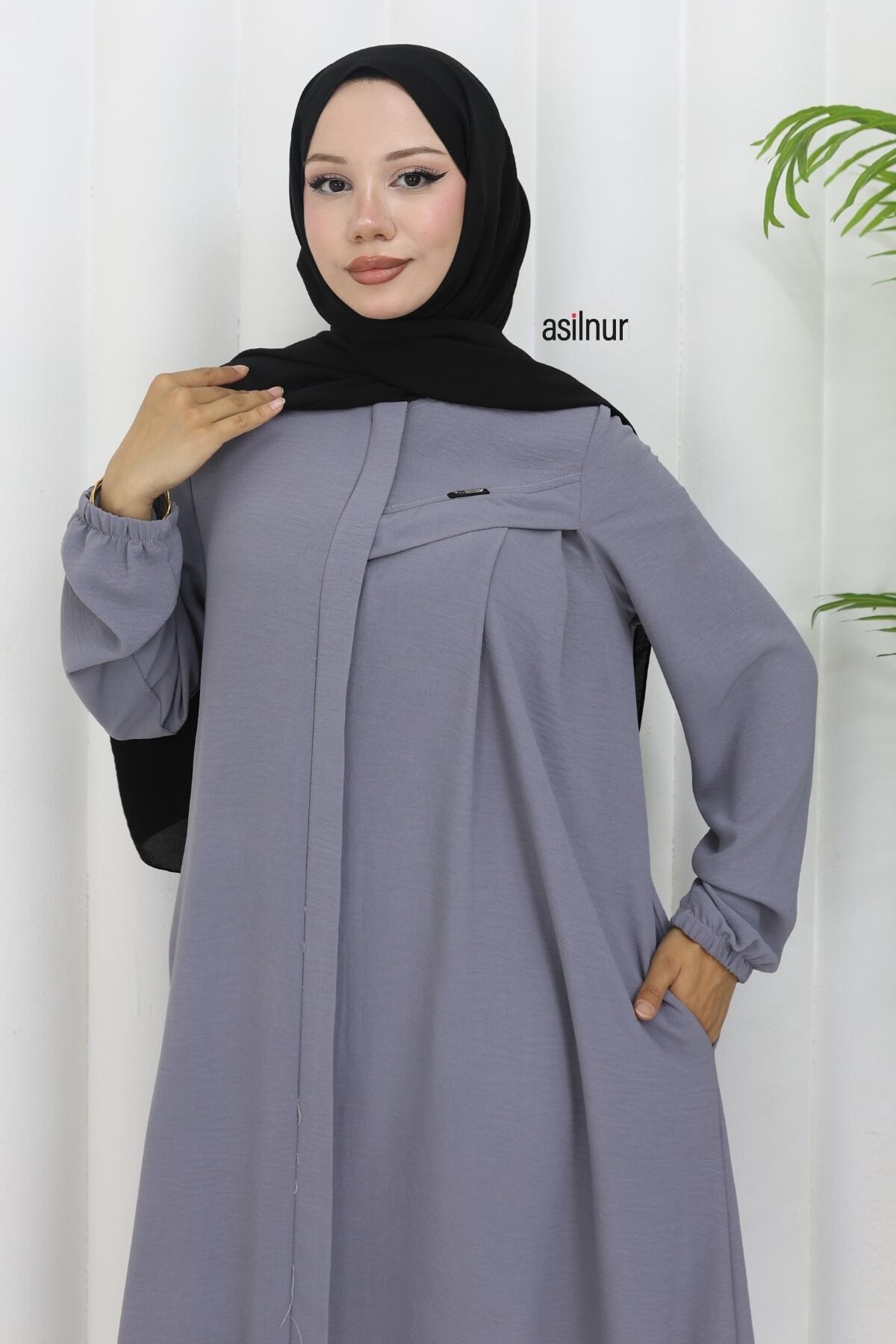 Dila Ayrobin Biyeli Ferace Gri - 3