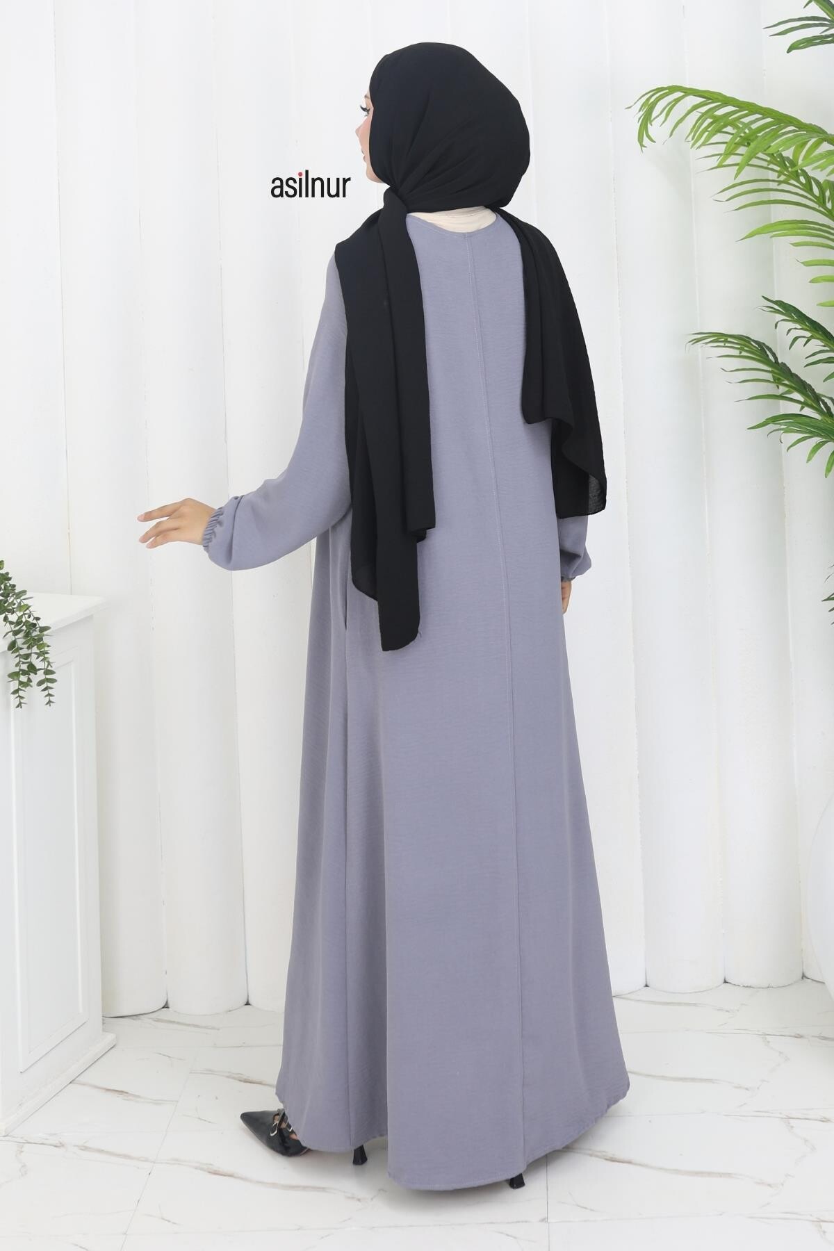 Dila Ayrobin Biyeli Ferace Gri - 5