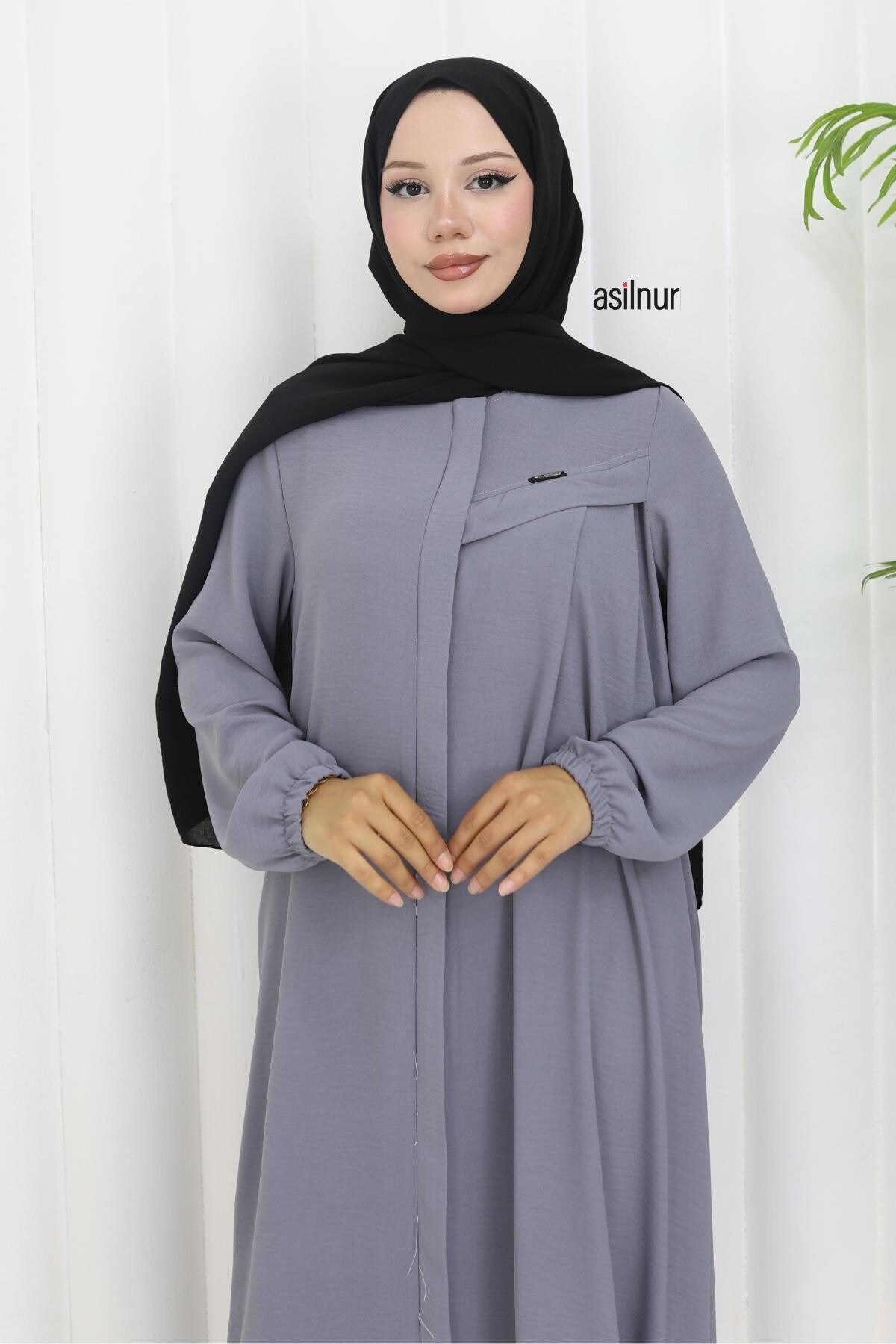 Dila Ayrobin Biyeli Ferace Gri - 6