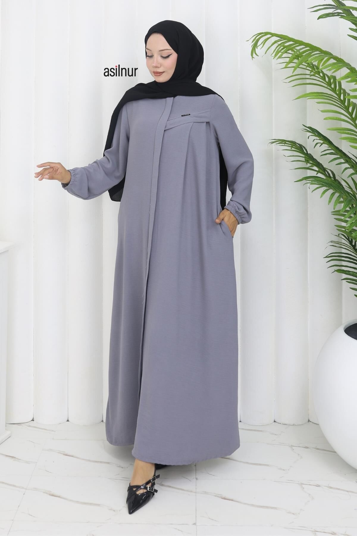 Dila Ayrobin Biyeli Ferace Gri - 4