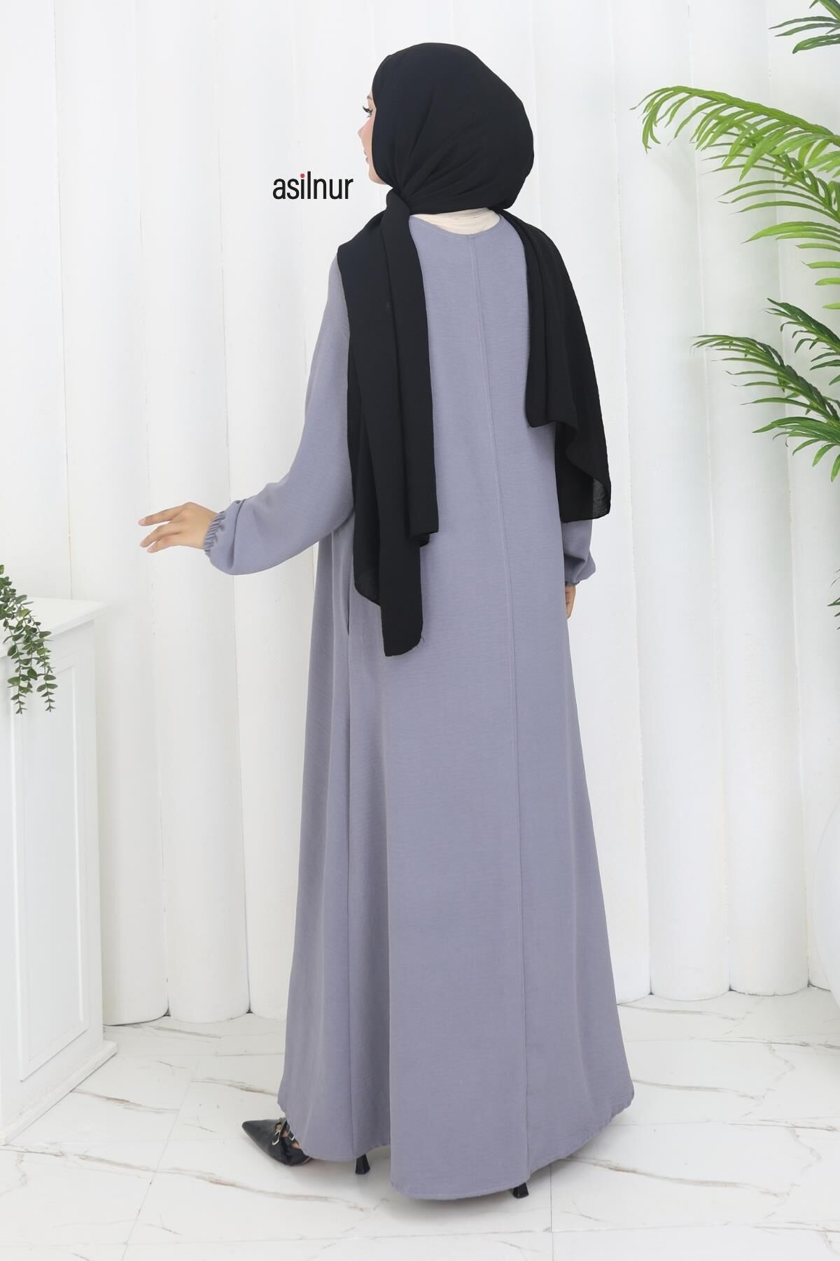 Dila Ayrobin Biyeli Ferace Gri - 5