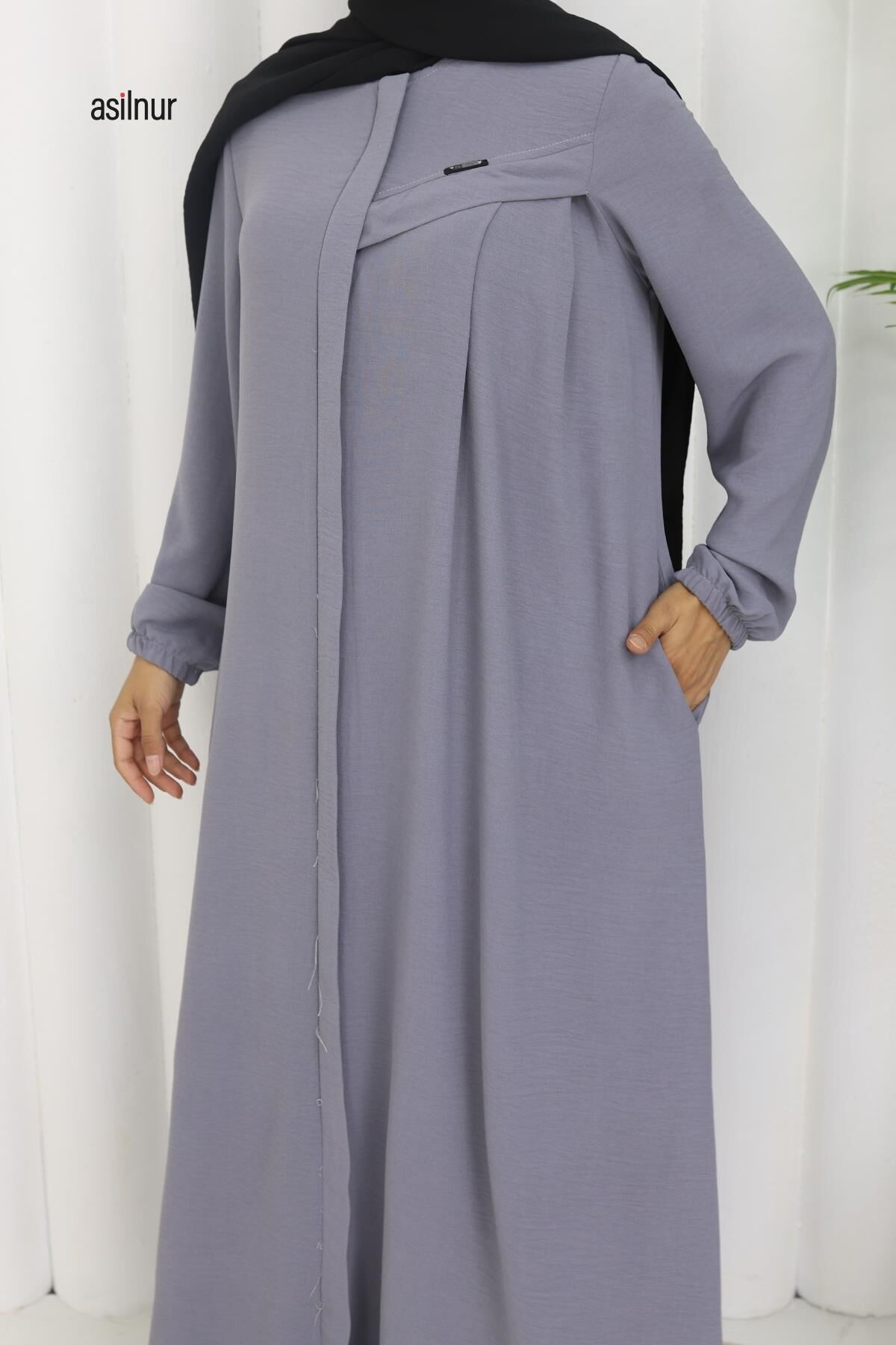 Dila Ayrobin Biyeli Ferace Gri - 7