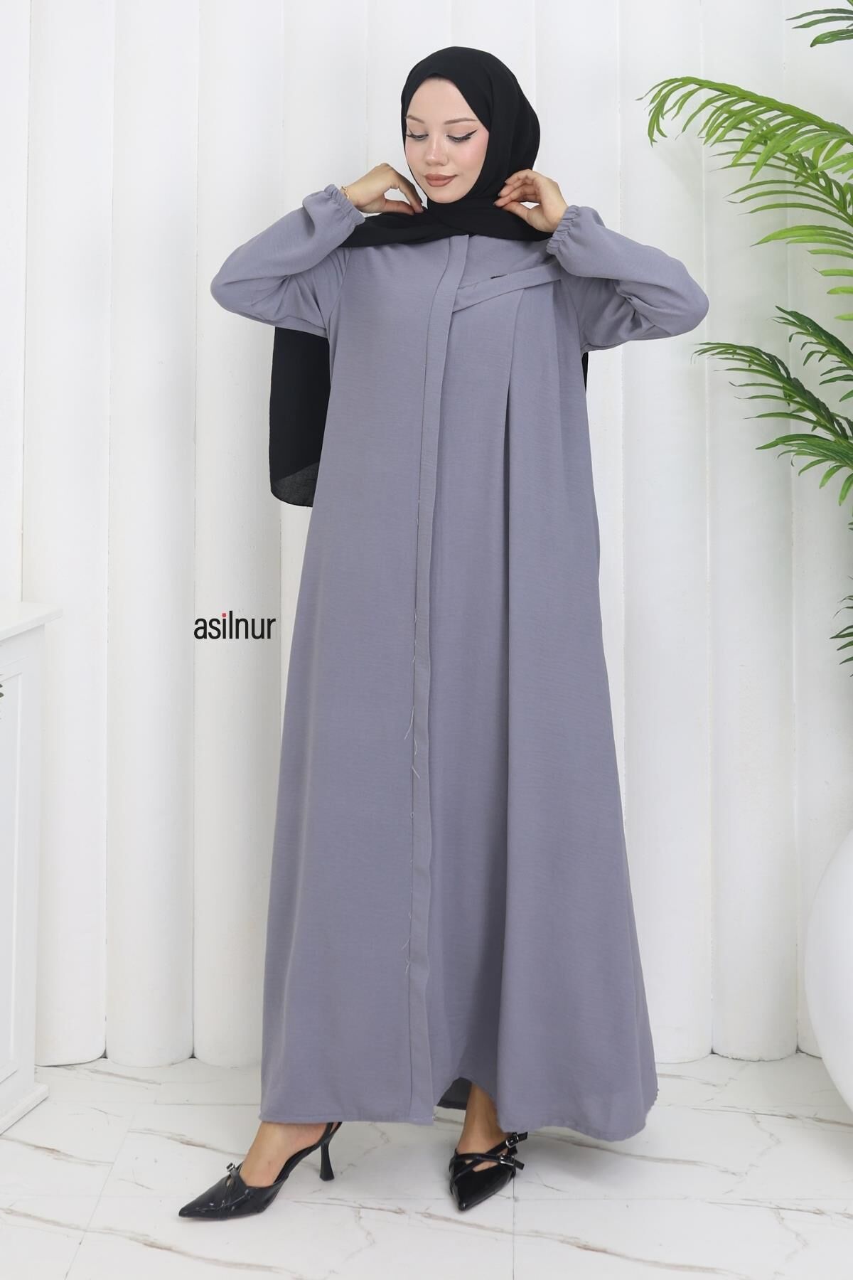 Dila Ayrobin Biyeli Ferace Gri - 1