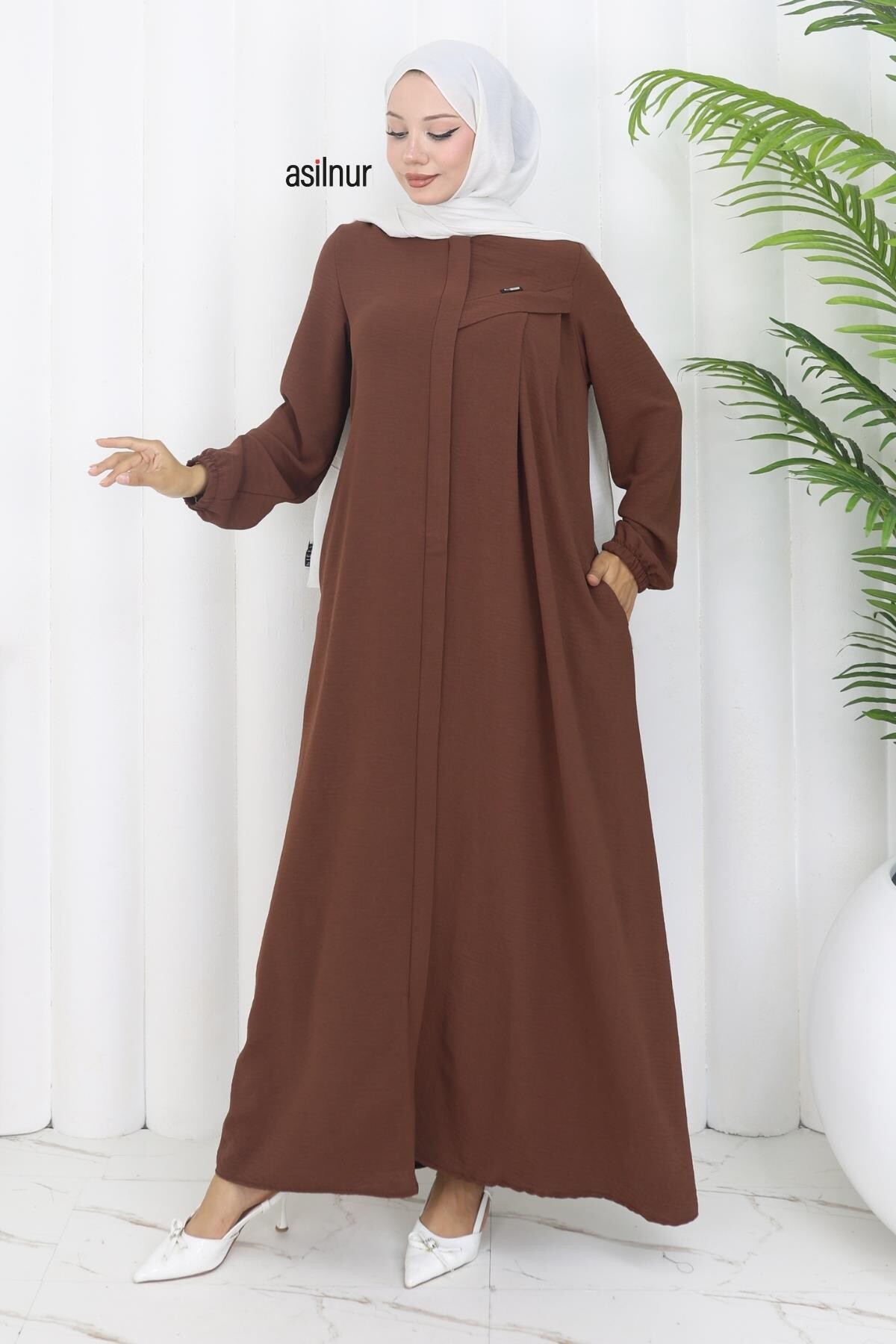 Dila Ayrobin Biyeli Ferace Kahverengi - ASİLNUR