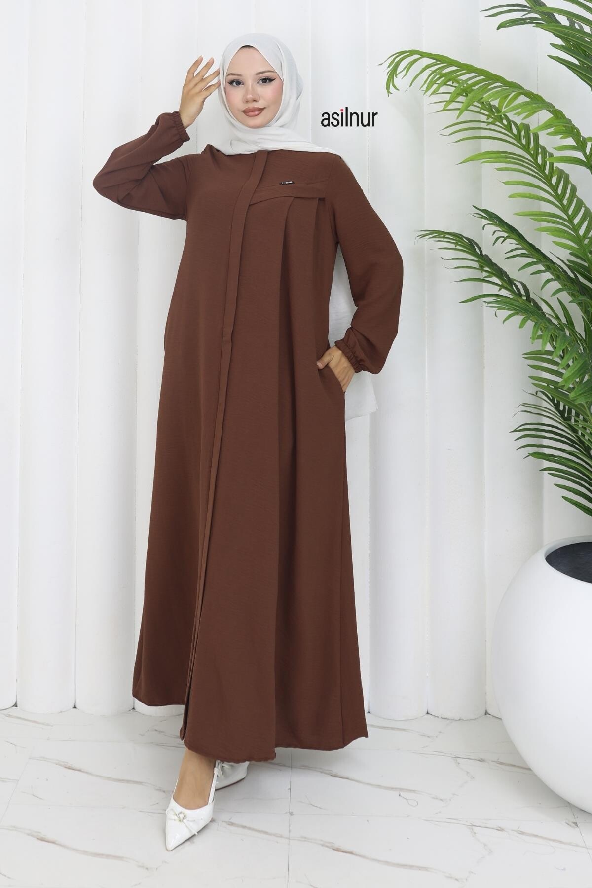 Dila Ayrobin Biyeli Ferace Kahverengi - 5