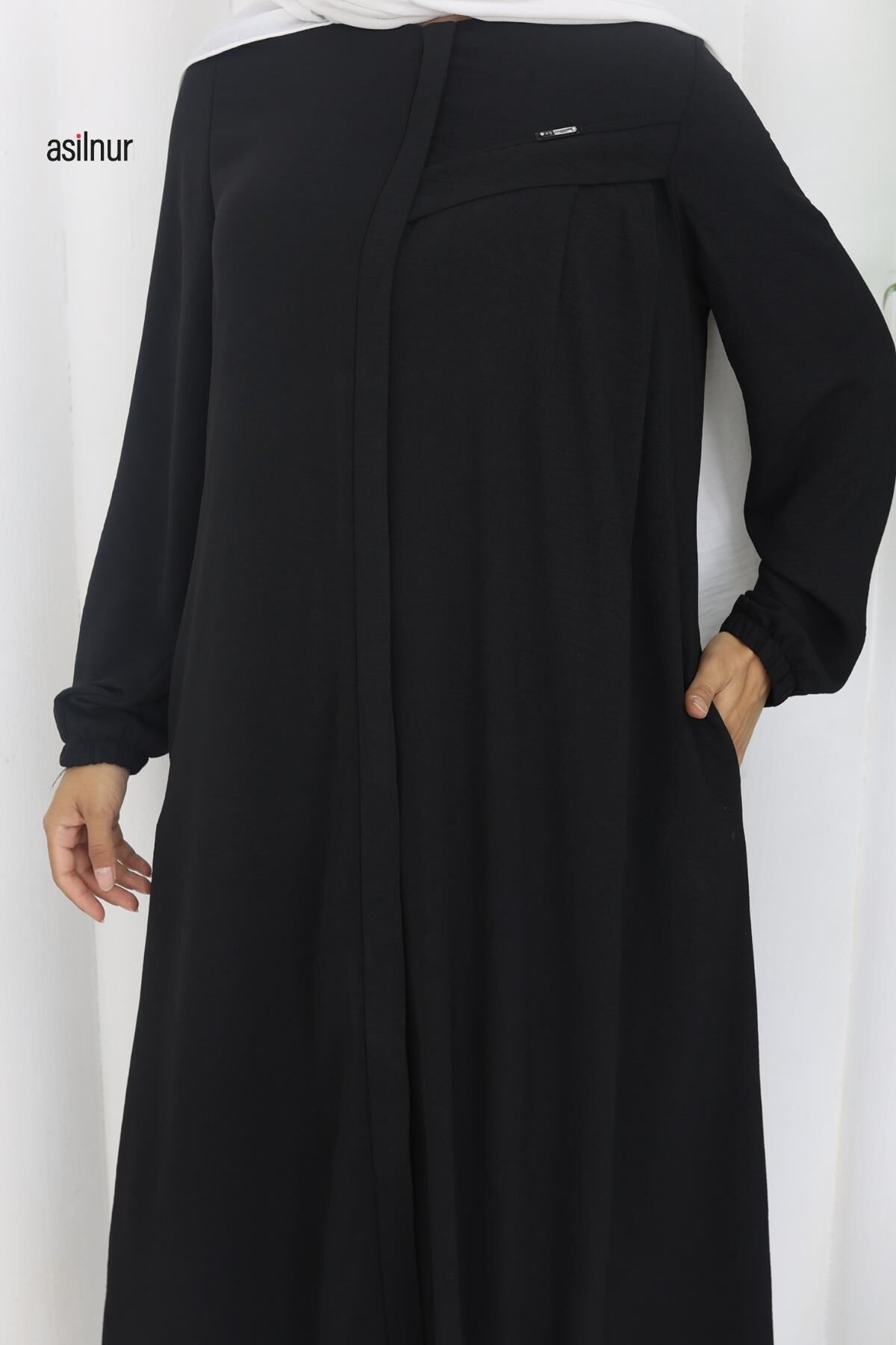 Dila Ayrobin Biyeli Ferace Siyah - 7