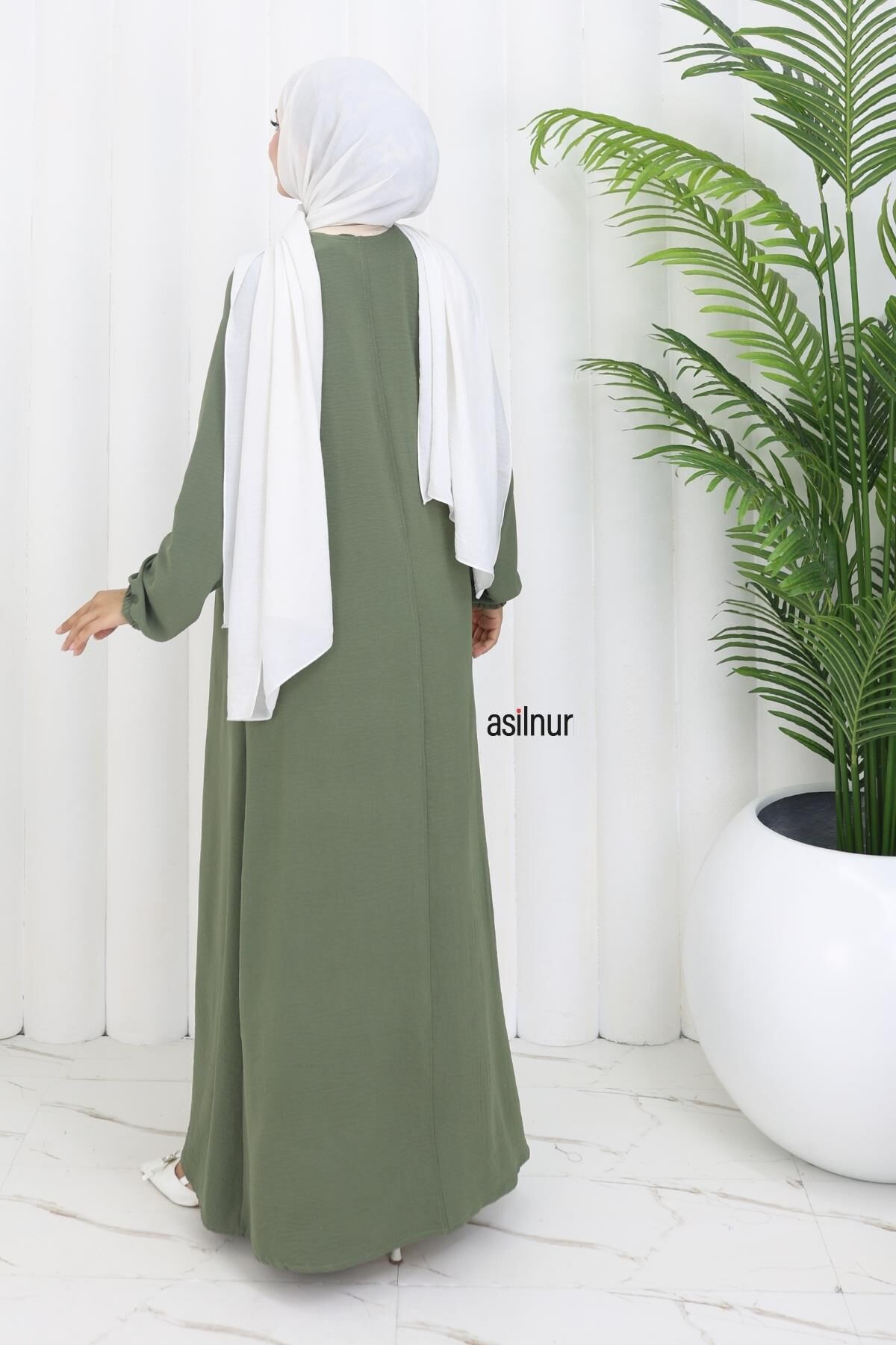 Dila Ayrobin Biyeli Ferace Yeşil - 5