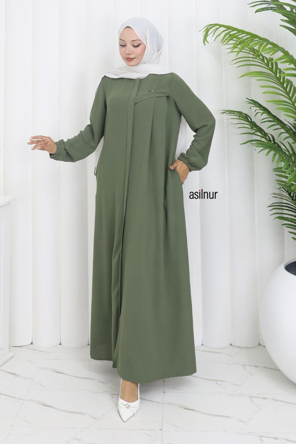Dila Ayrobin Biyeli Ferace Yeşil - 4