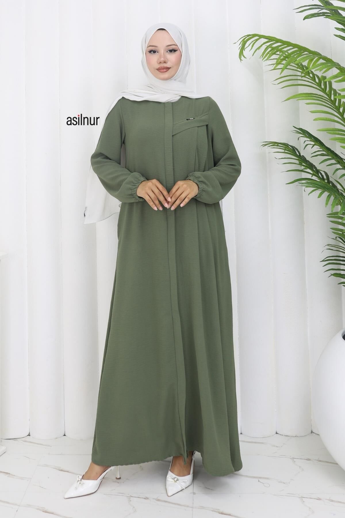 Dila Ayrobin Biyeli Ferace Yeşil - 1