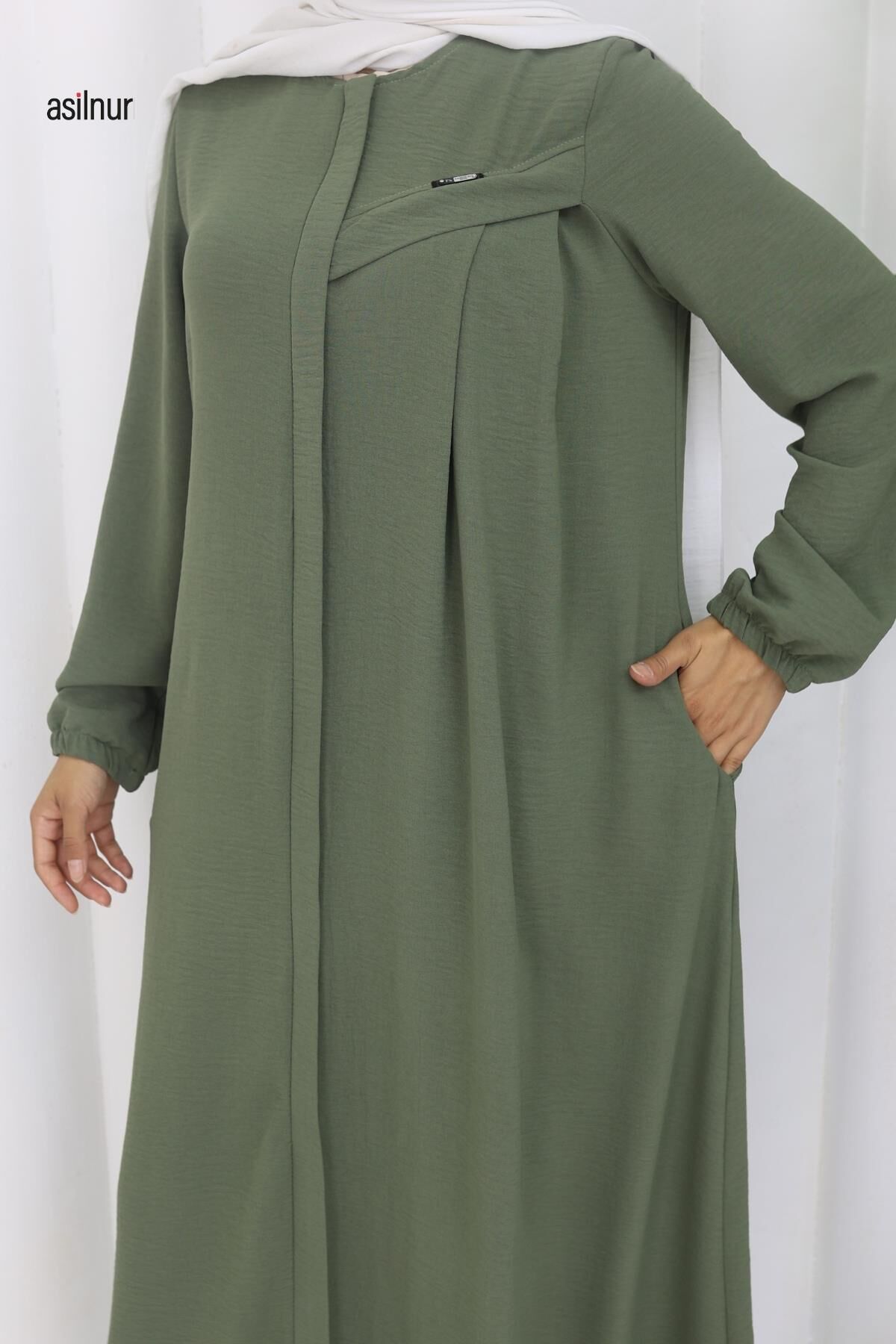 Dila Ayrobin Biyeli Ferace Yeşil - 7