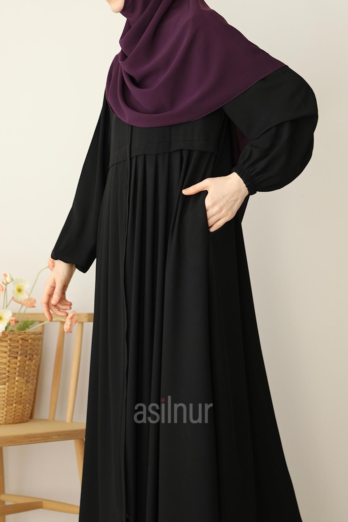 Ebrar Piliseli Ferace Siyah - 6