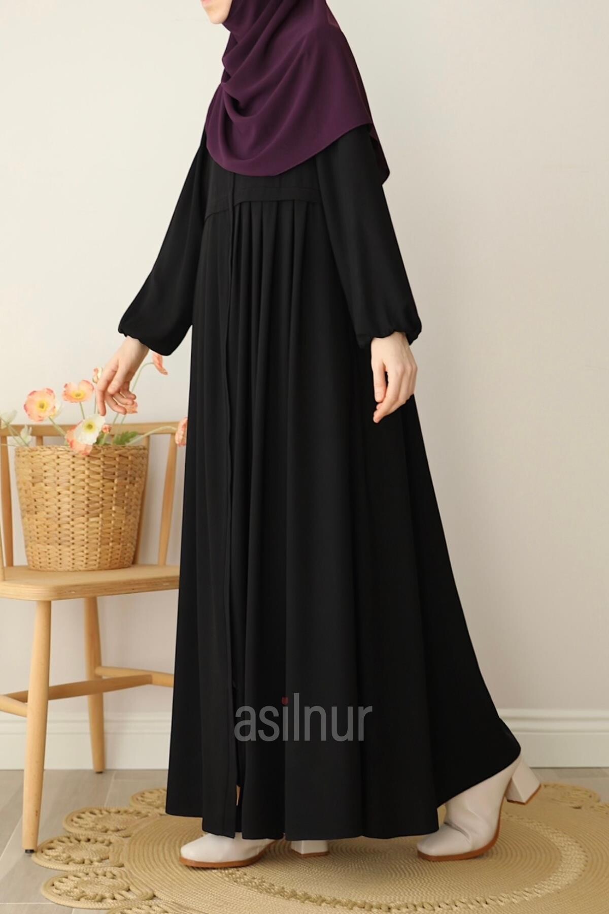 Ebrar Piliseli Ferace Siyah - ASİLNUR