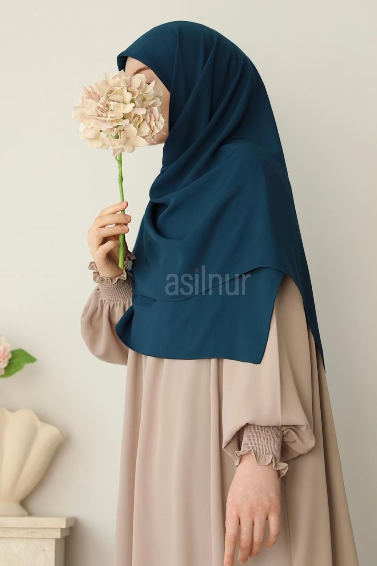 Elif Büyük Boy Eşarp 120X120 Petrol Mavisi - 2