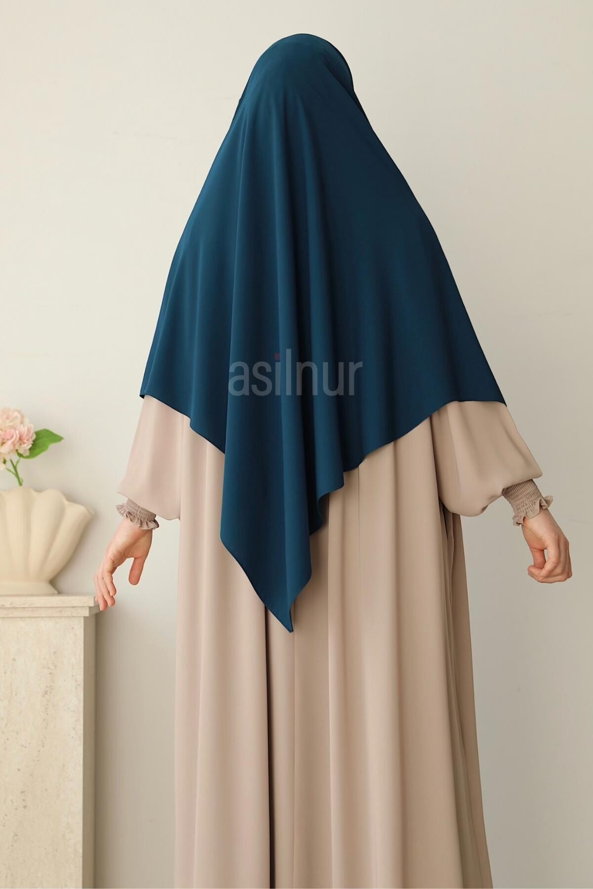 Elif Büyük Boy Eşarp 120X120 Petrol Mavisi - 3