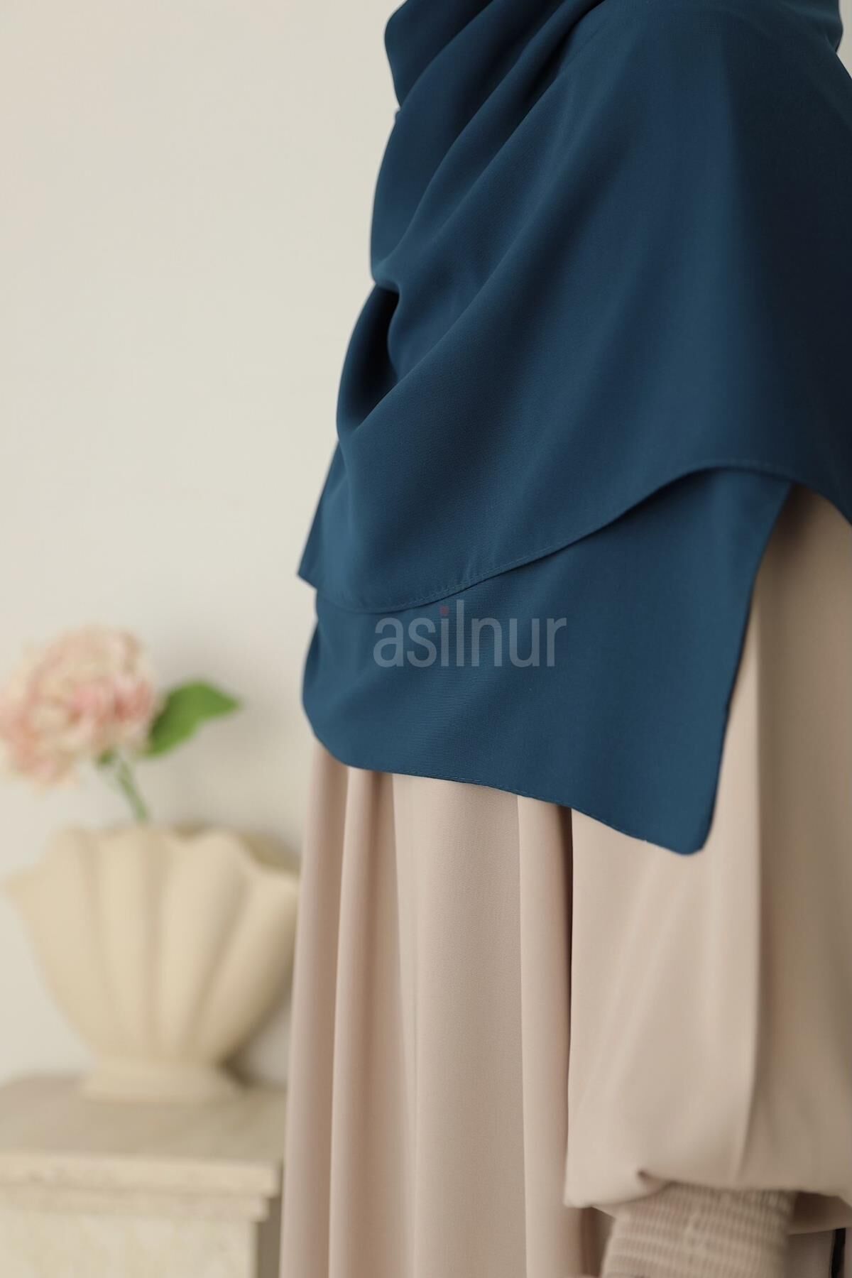 Elif Büyük Boy Eşarp 120X120 Petrol Mavisi - 4