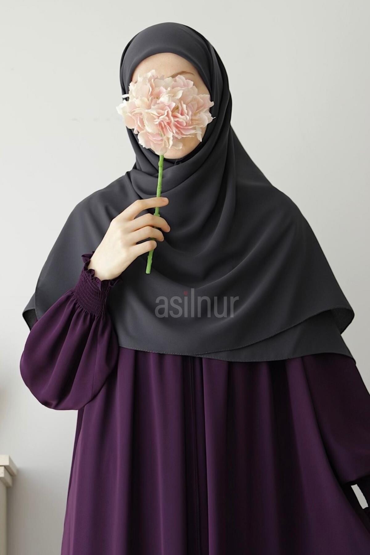 Elif Büyük Boy Eşarp 120x120 Füme - ASİLNUR