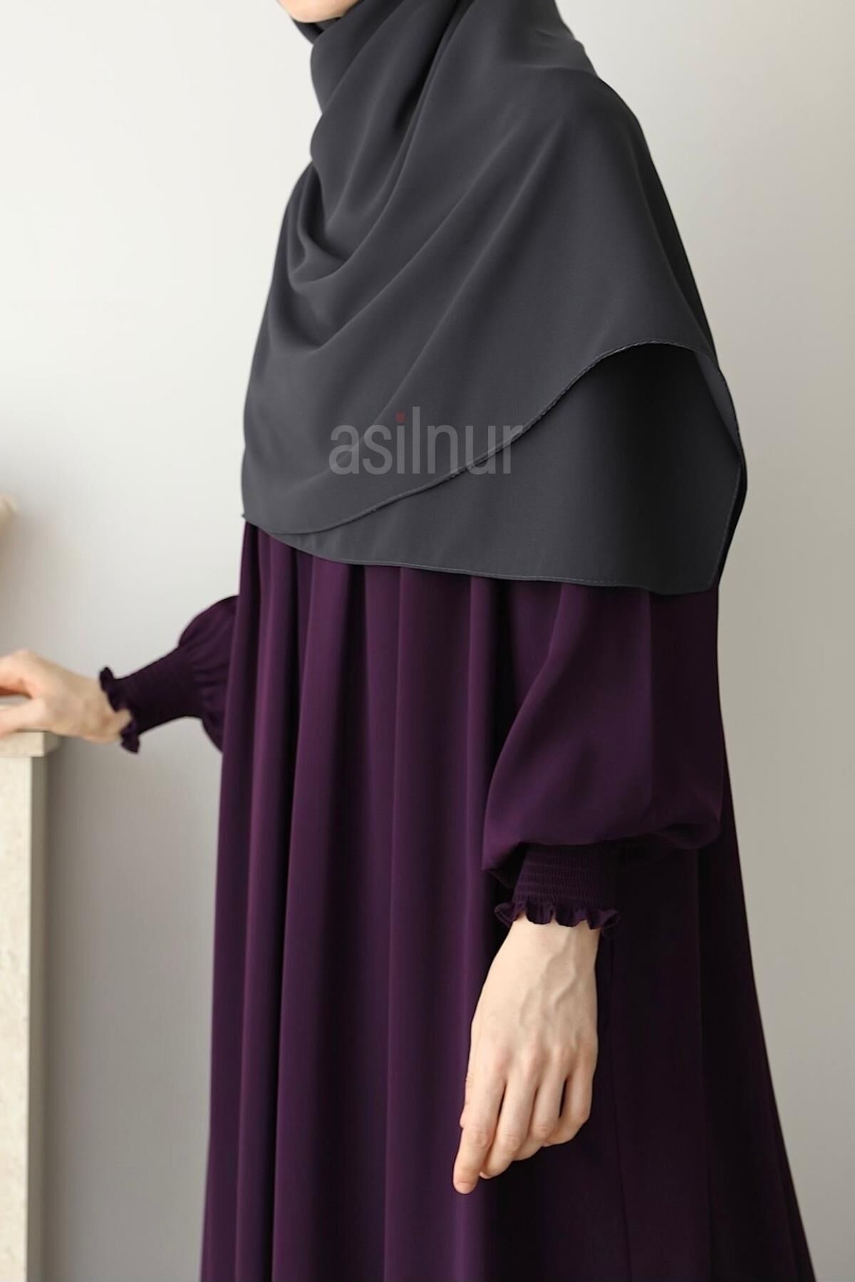 Elif Büyük Boy Eşarp 120x120 Füme - 4