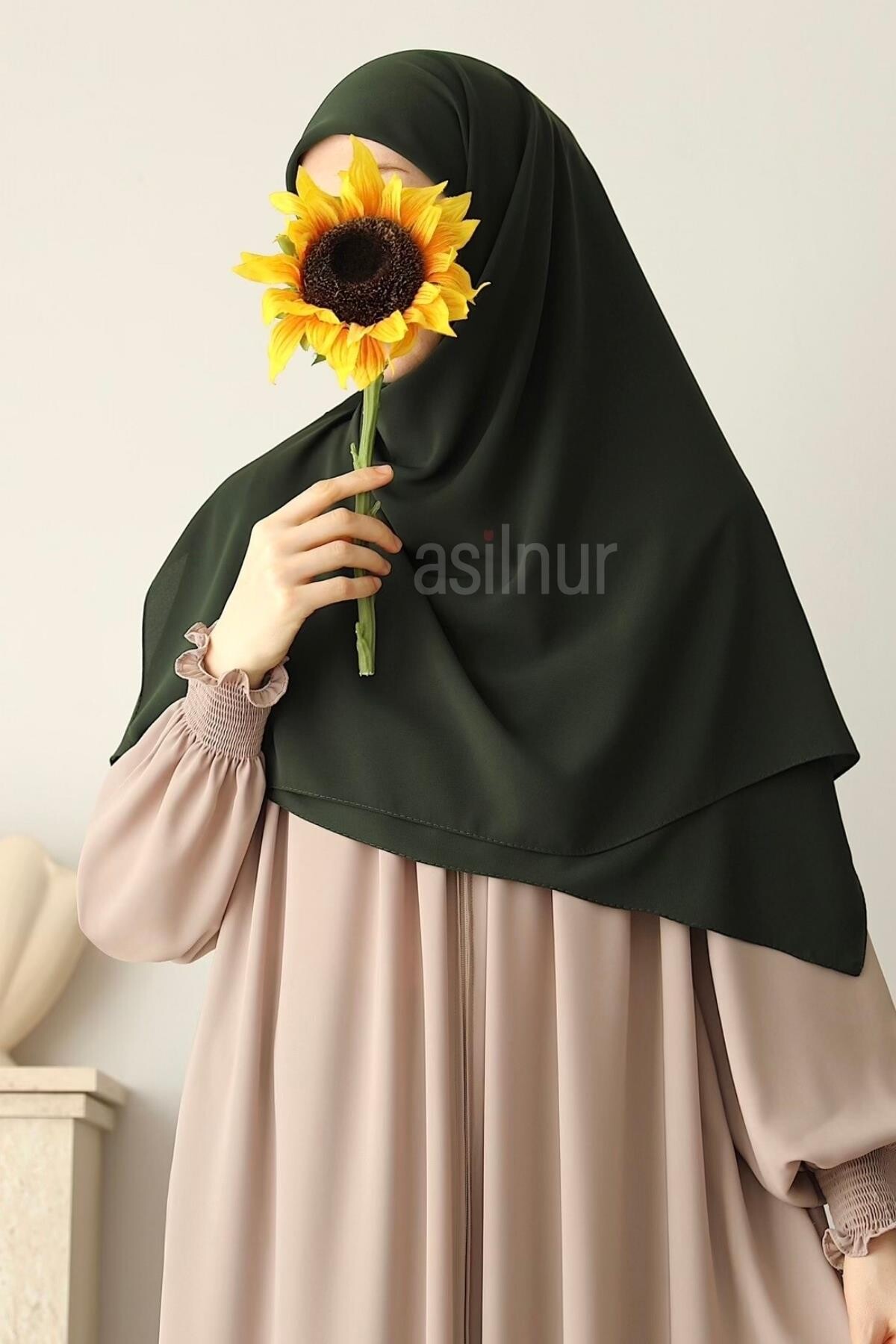 Elif Büyük Boy Eşarp 120x120 Haki - ASİLNUR