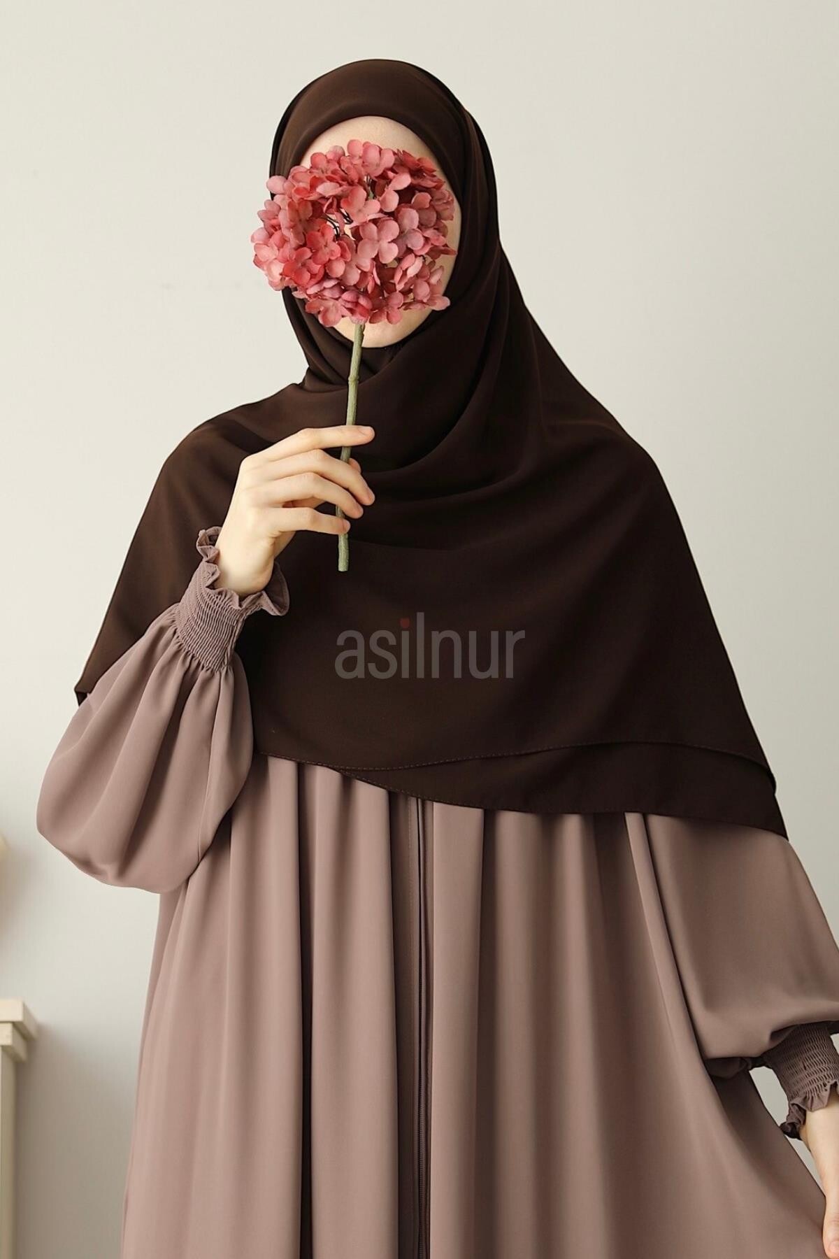 Elif Büyük Boy Eşarp 120x120 Kahverengi - ASİLNUR