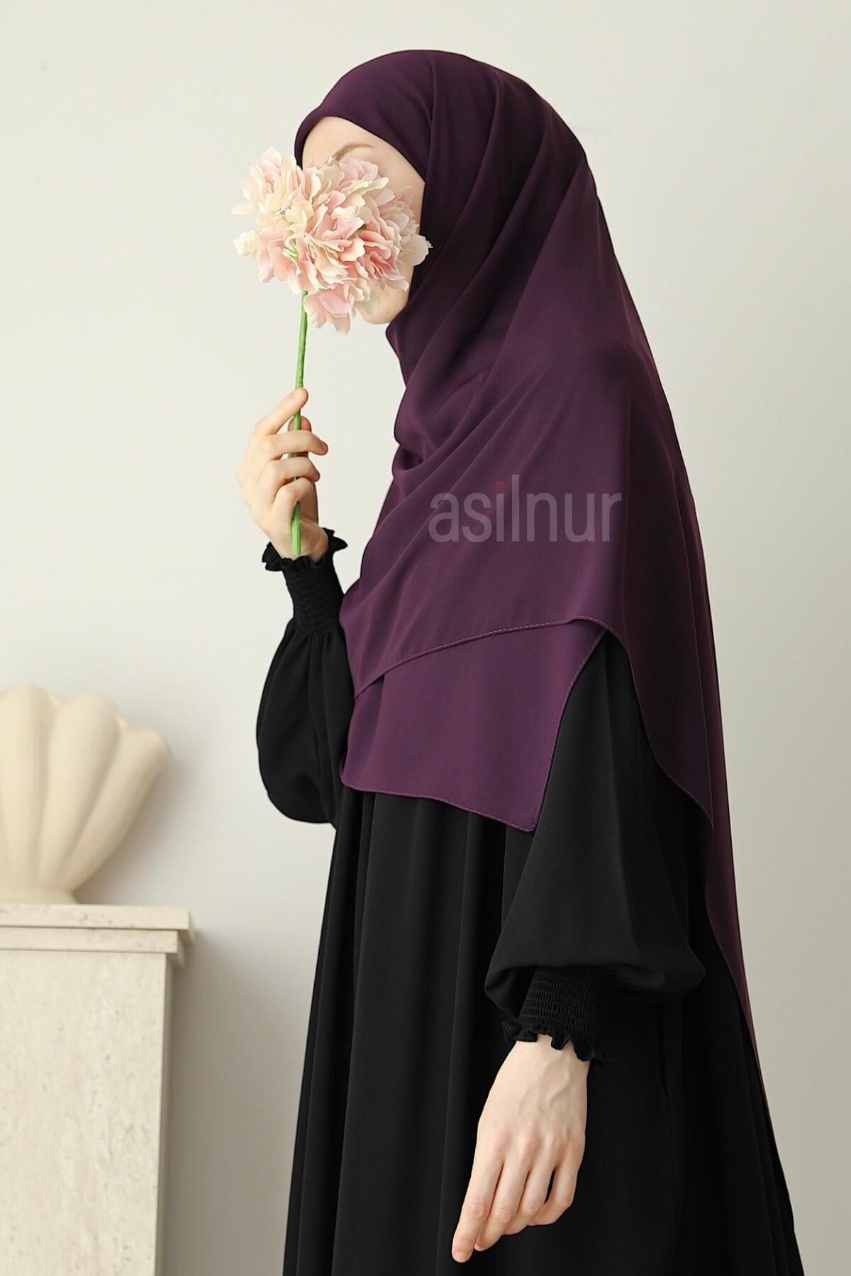 Elif Büyük Boy Eşarp 120x120 Mürdüm - 2